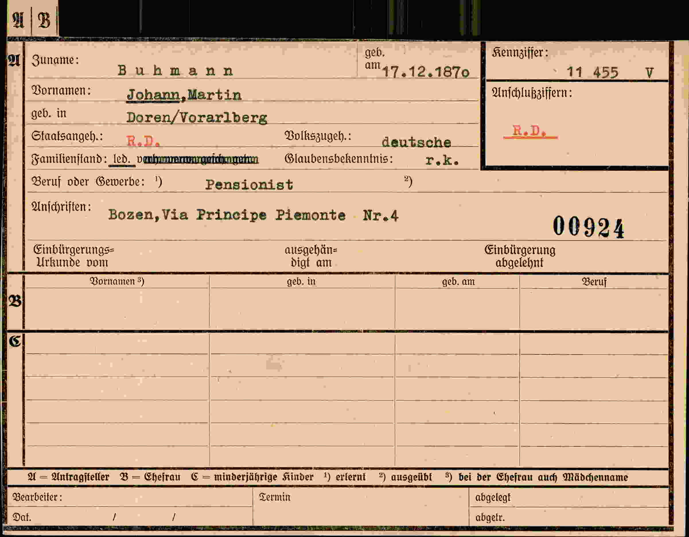 Dokument für Johann Martin Buhmann