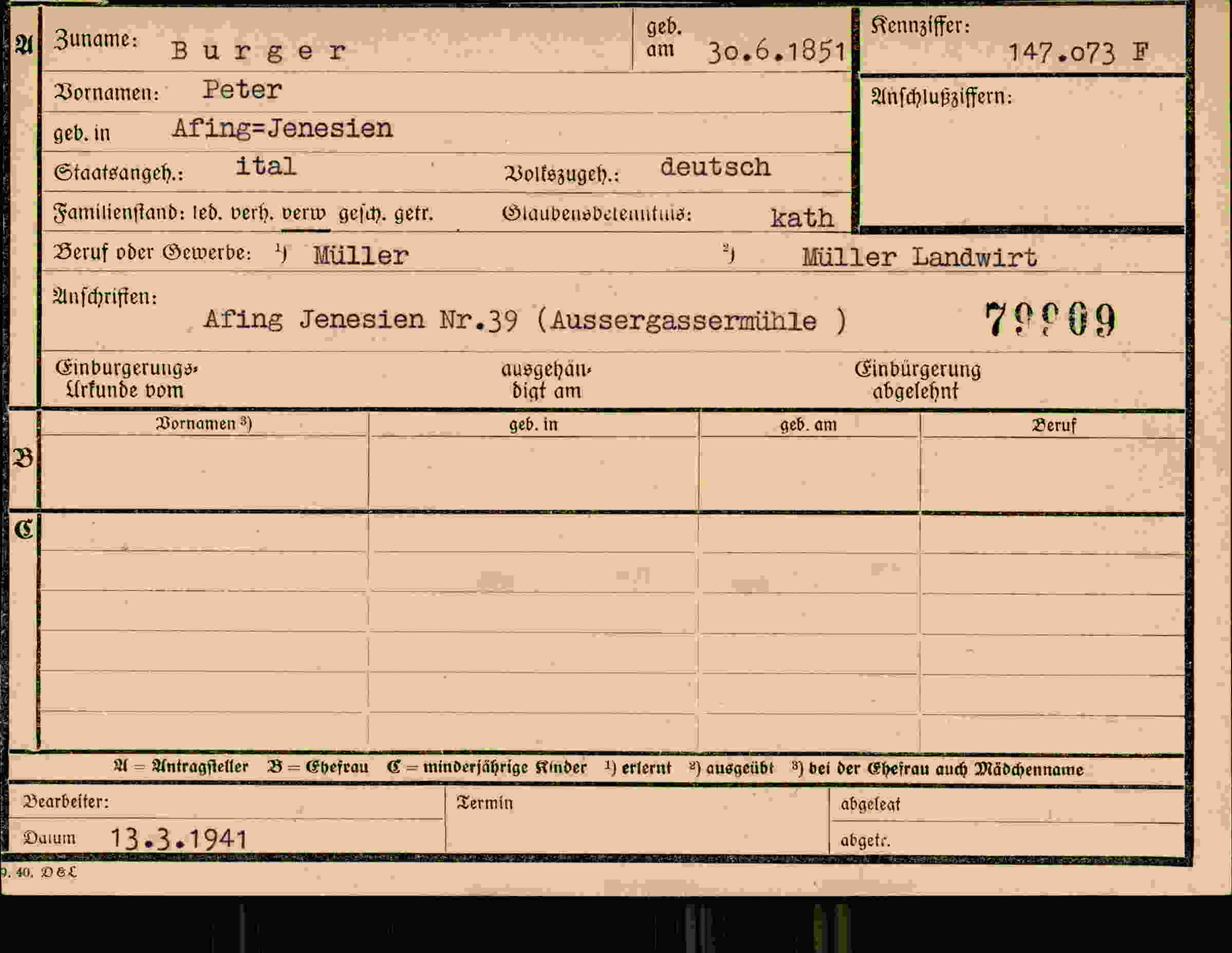Dokument für Peter Burger