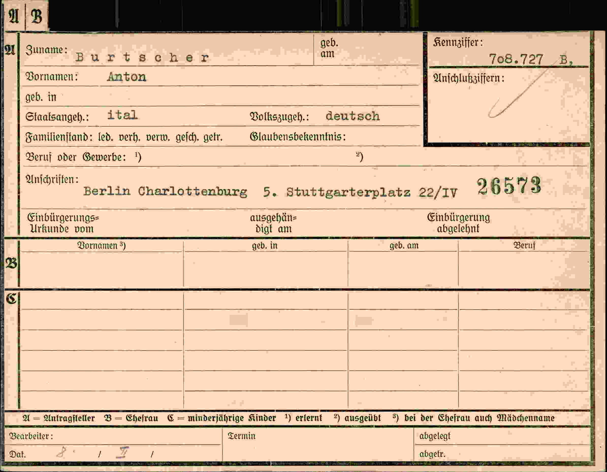 Vorderseite des Dokuments