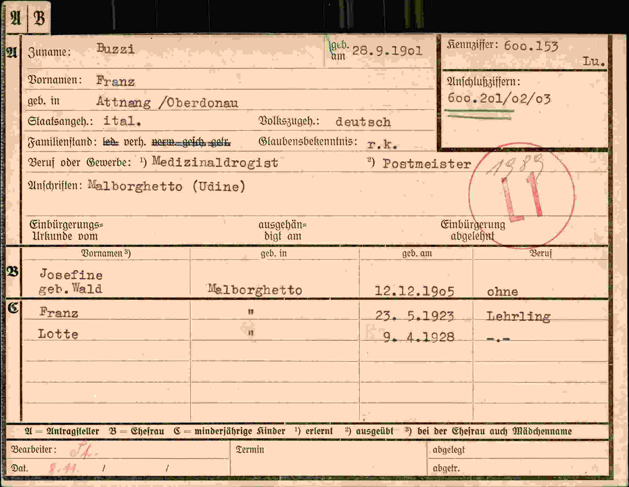 Dokument für Franz Buzzi