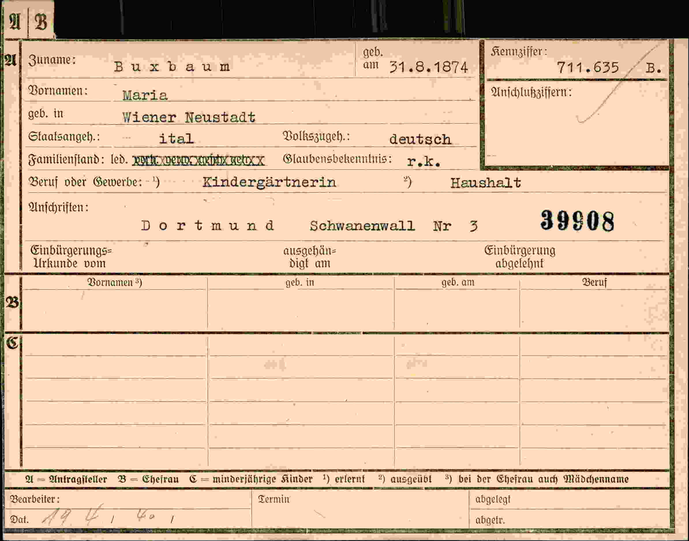 Vorderseite des Dokuments