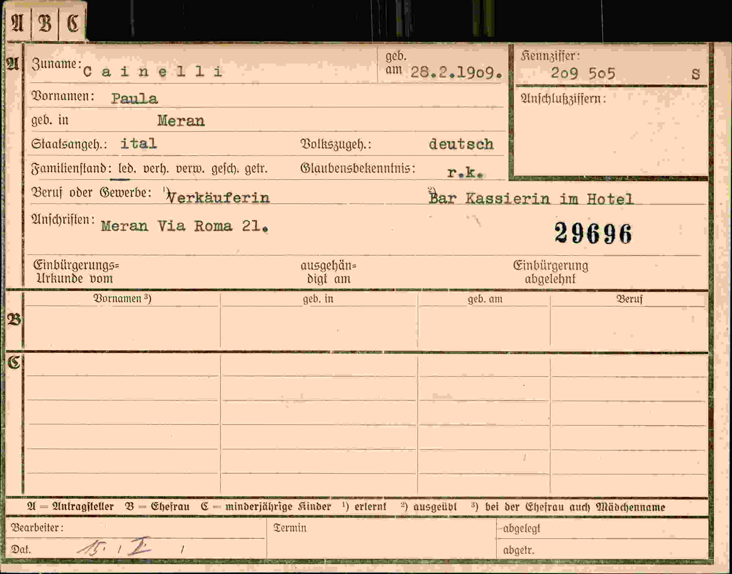 Dokument für Paula CaineIIi