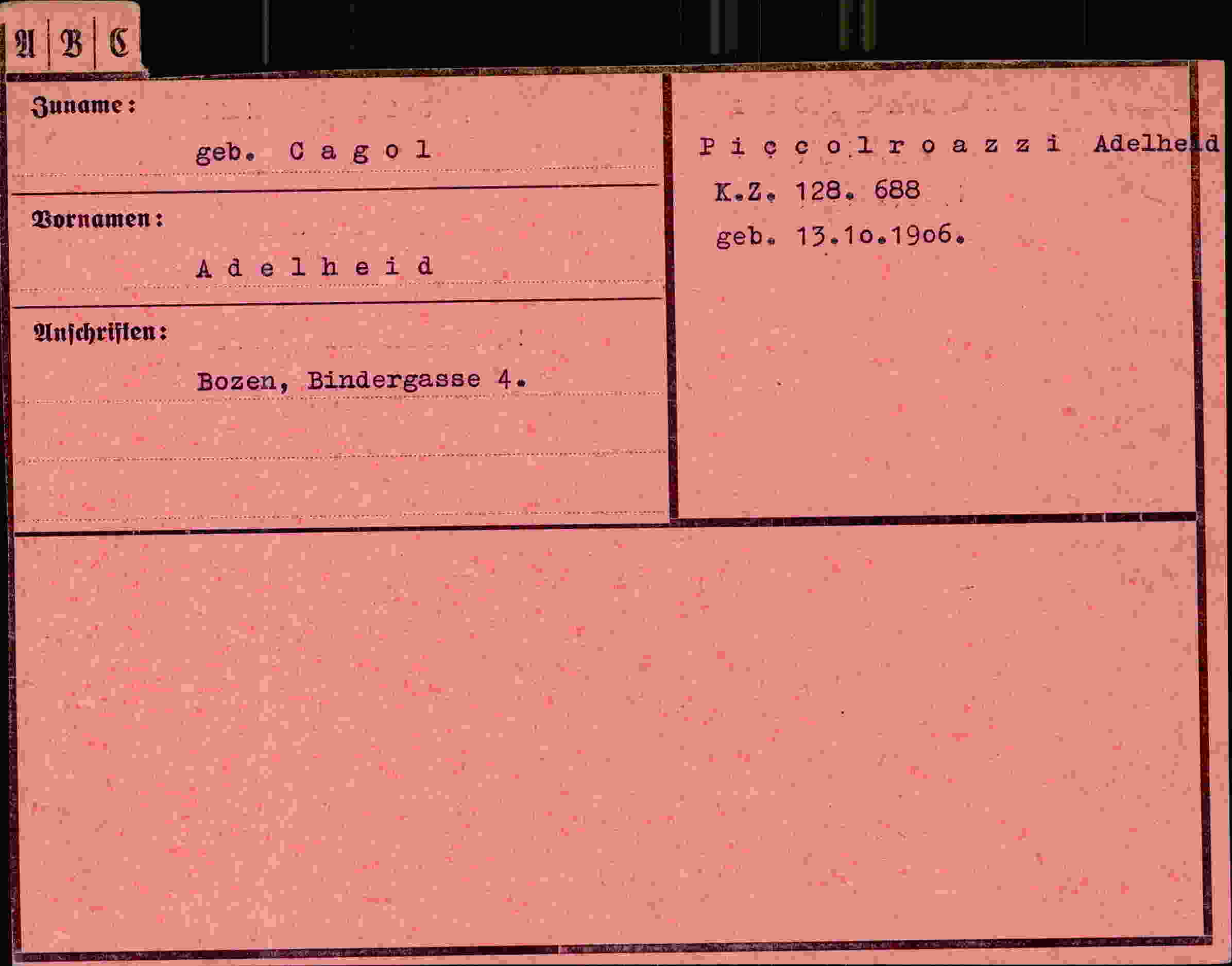 Dokument für Adelheid Cagol