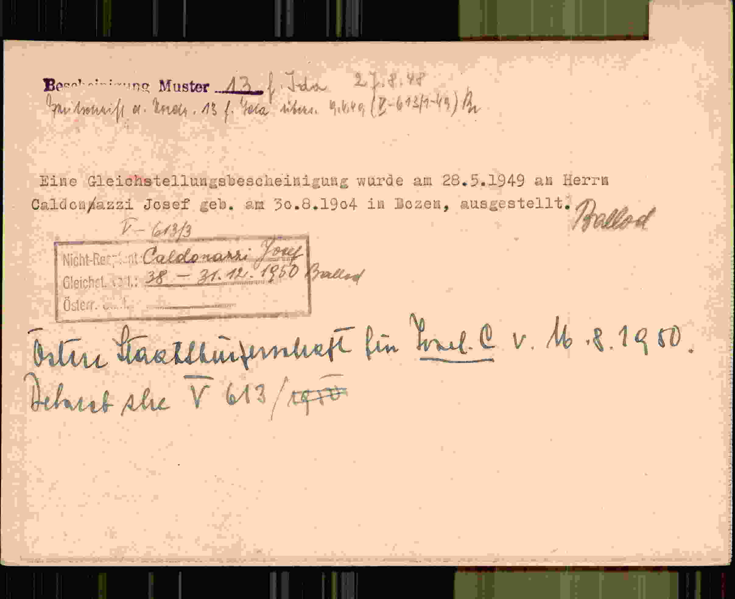 Rückseite des Dokuments
