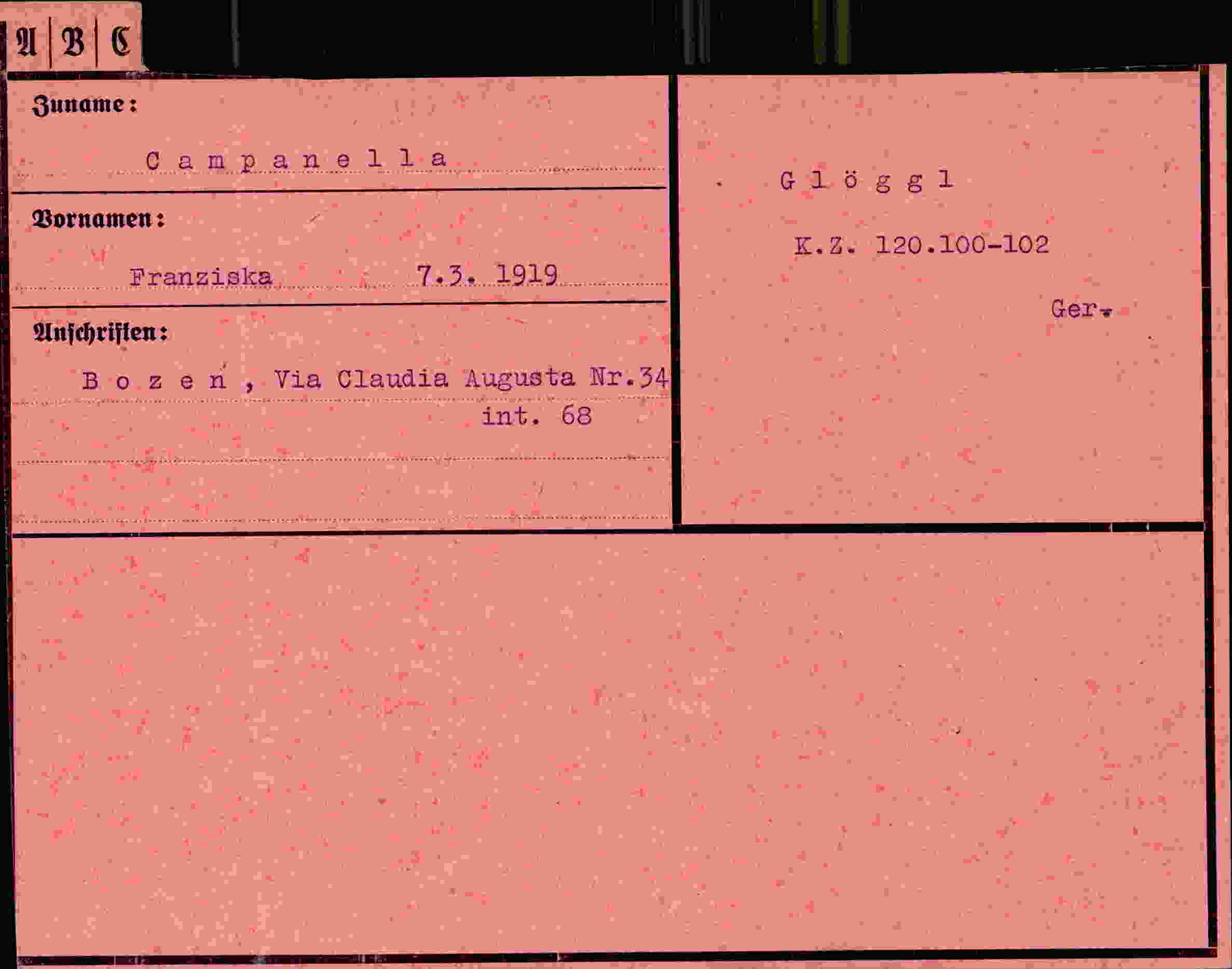 Dokument für Franziska Campanella