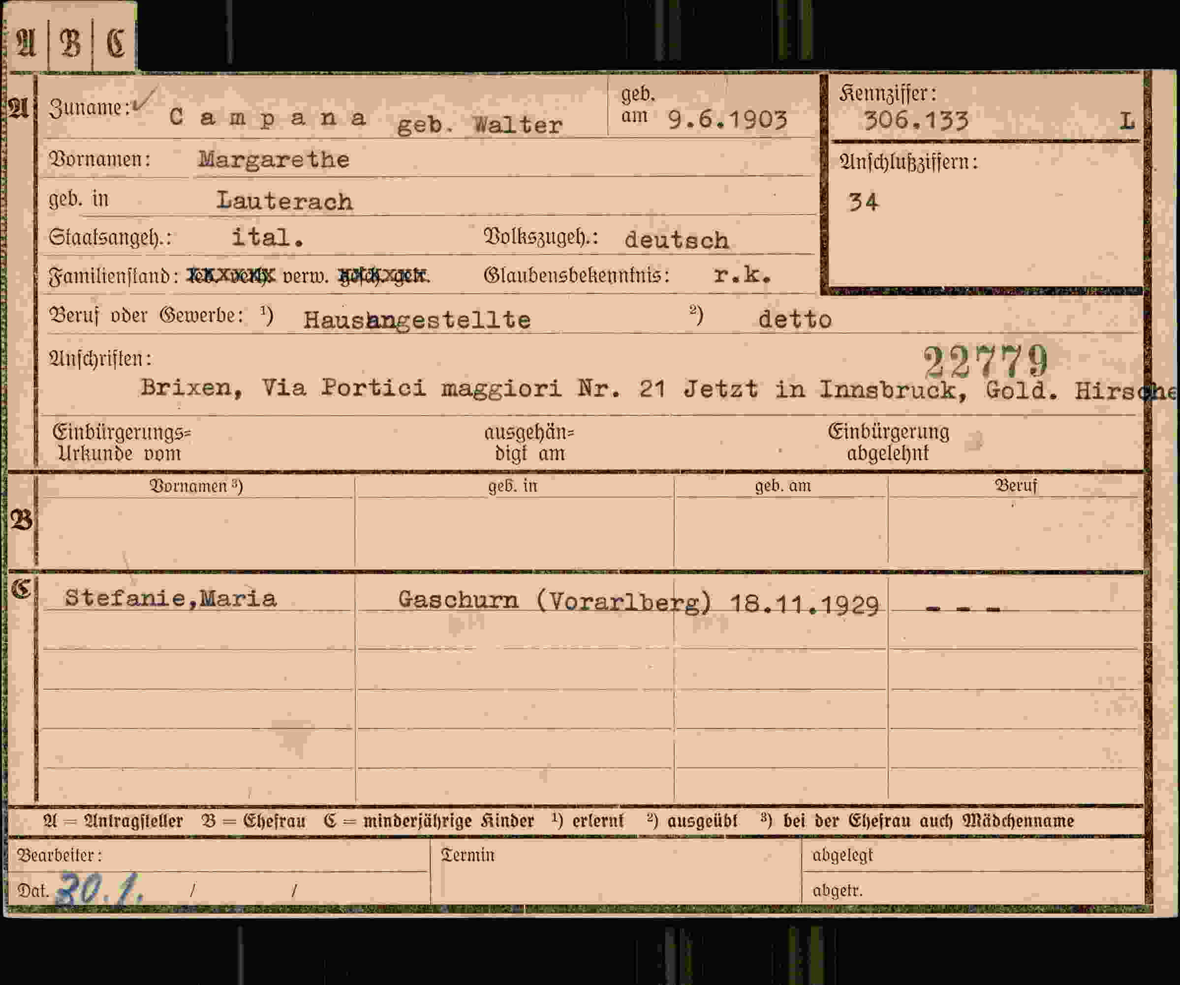 Dokument für Margarethe Walter