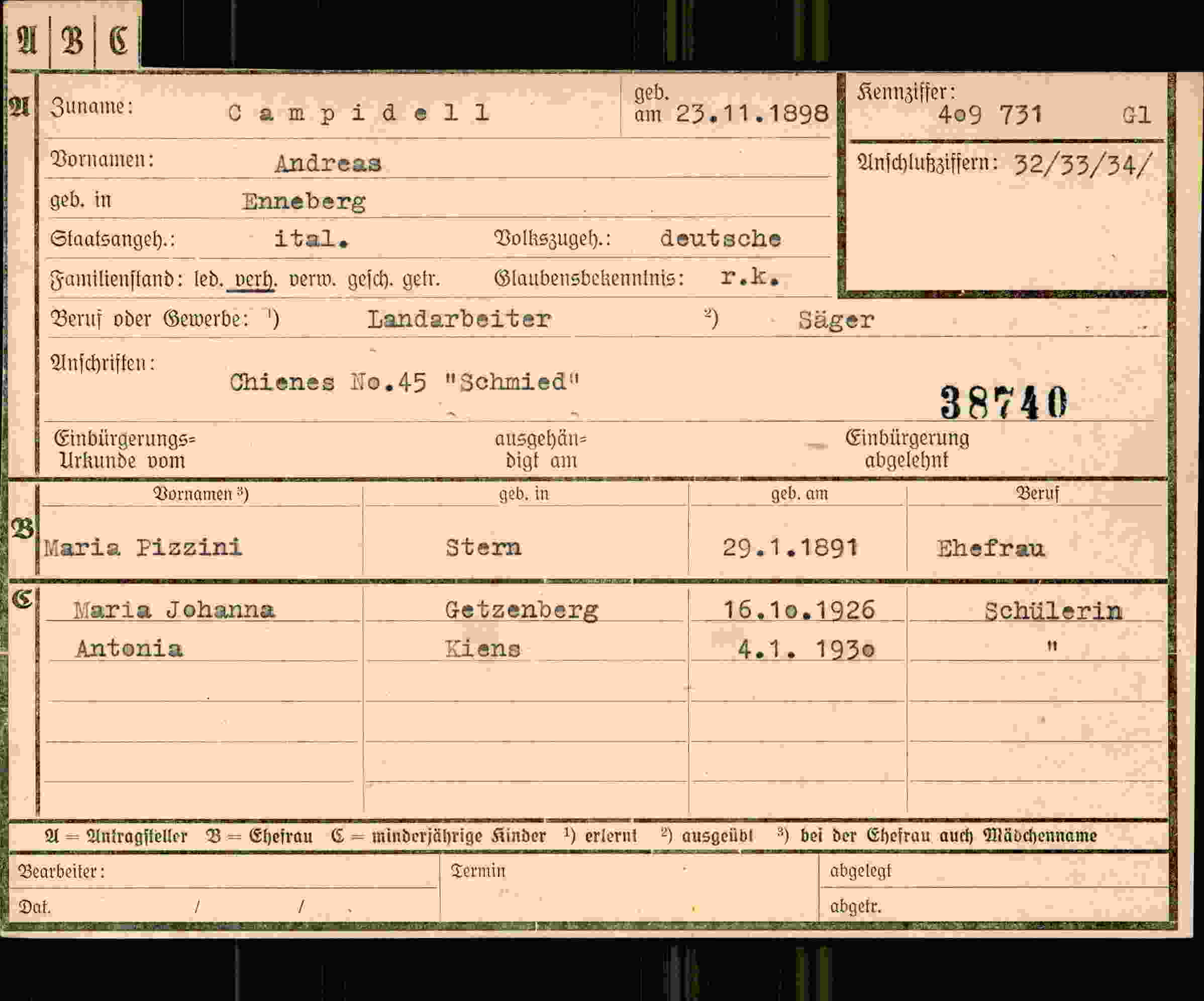 Dokument für Andreas Campidell
