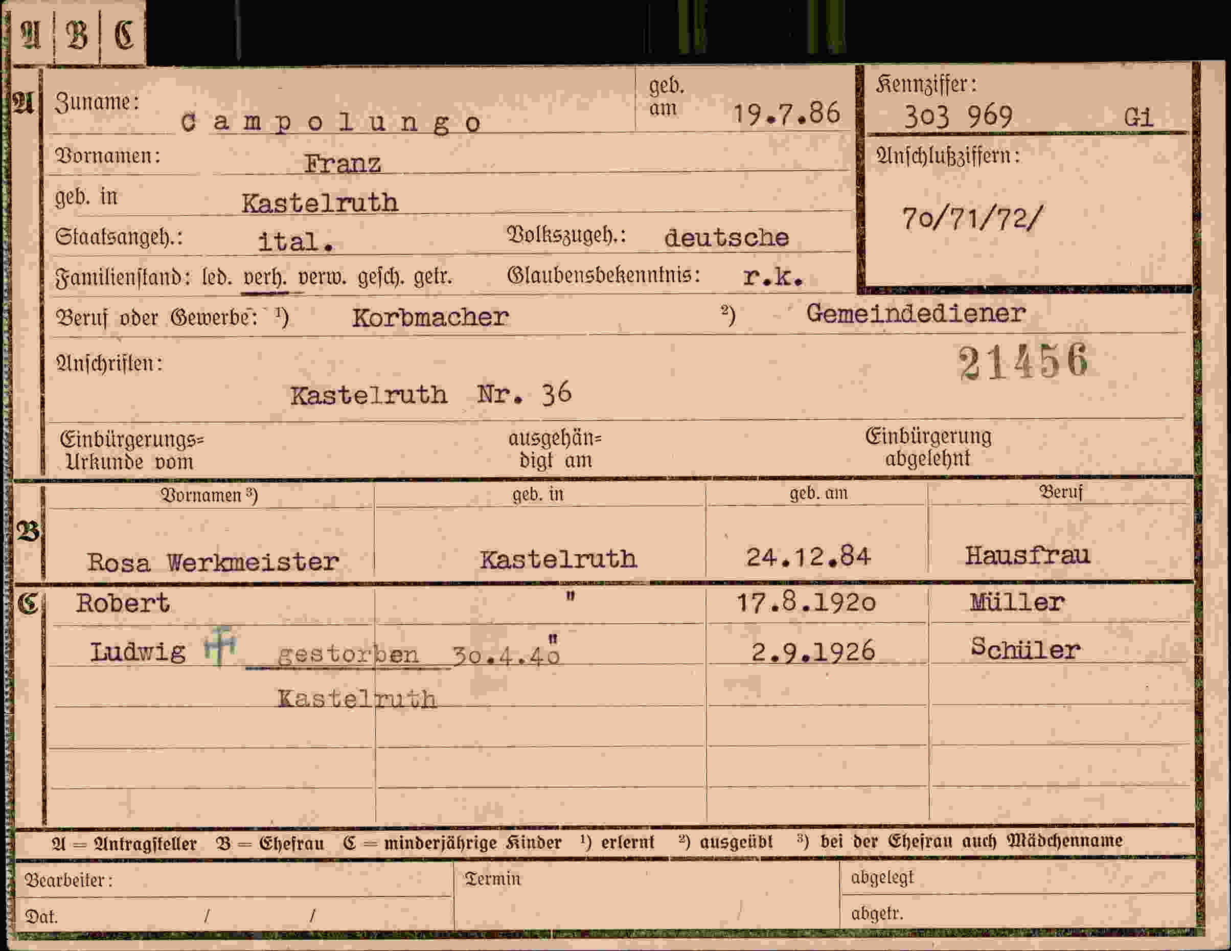 Dokument für Franz Campolungo