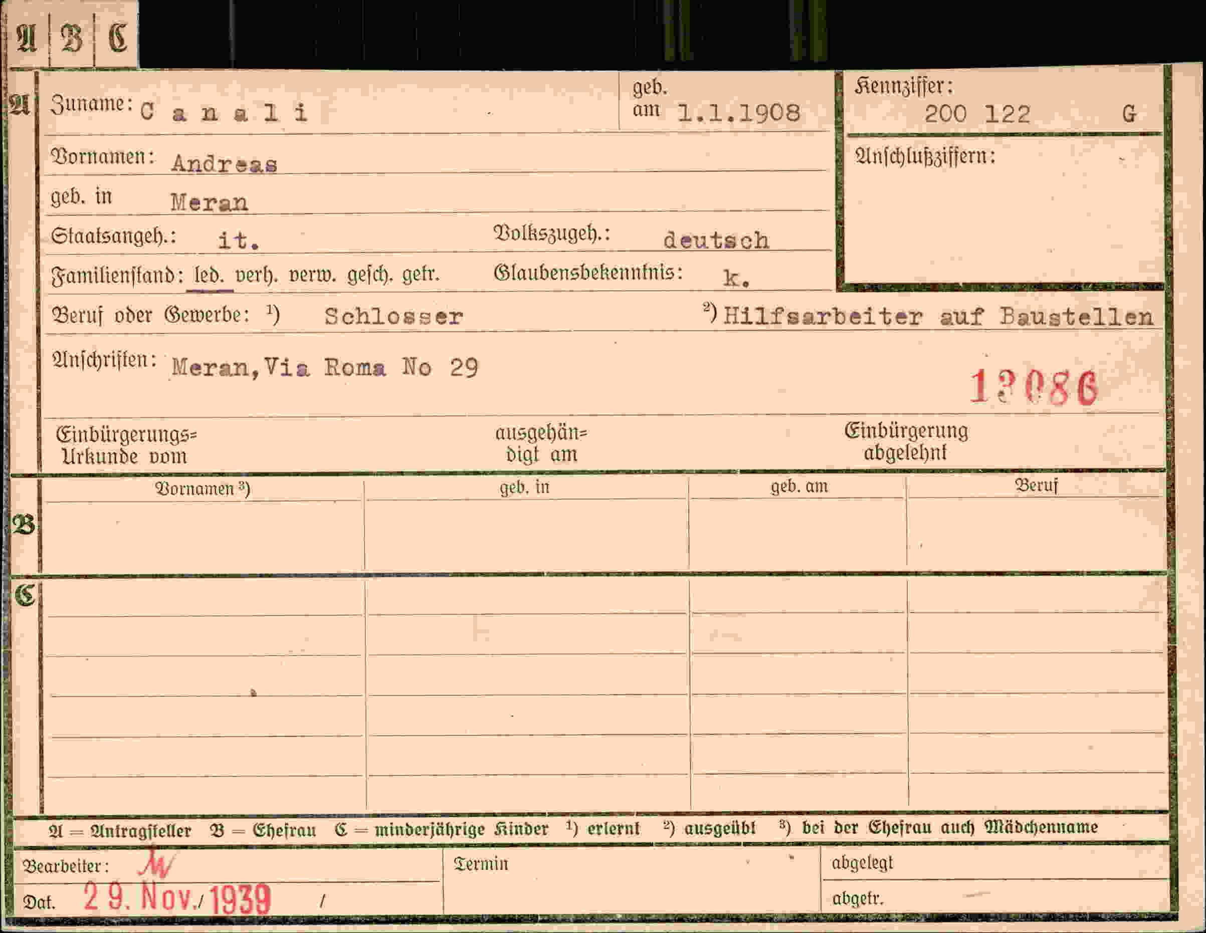 Vorderseite des Dokuments