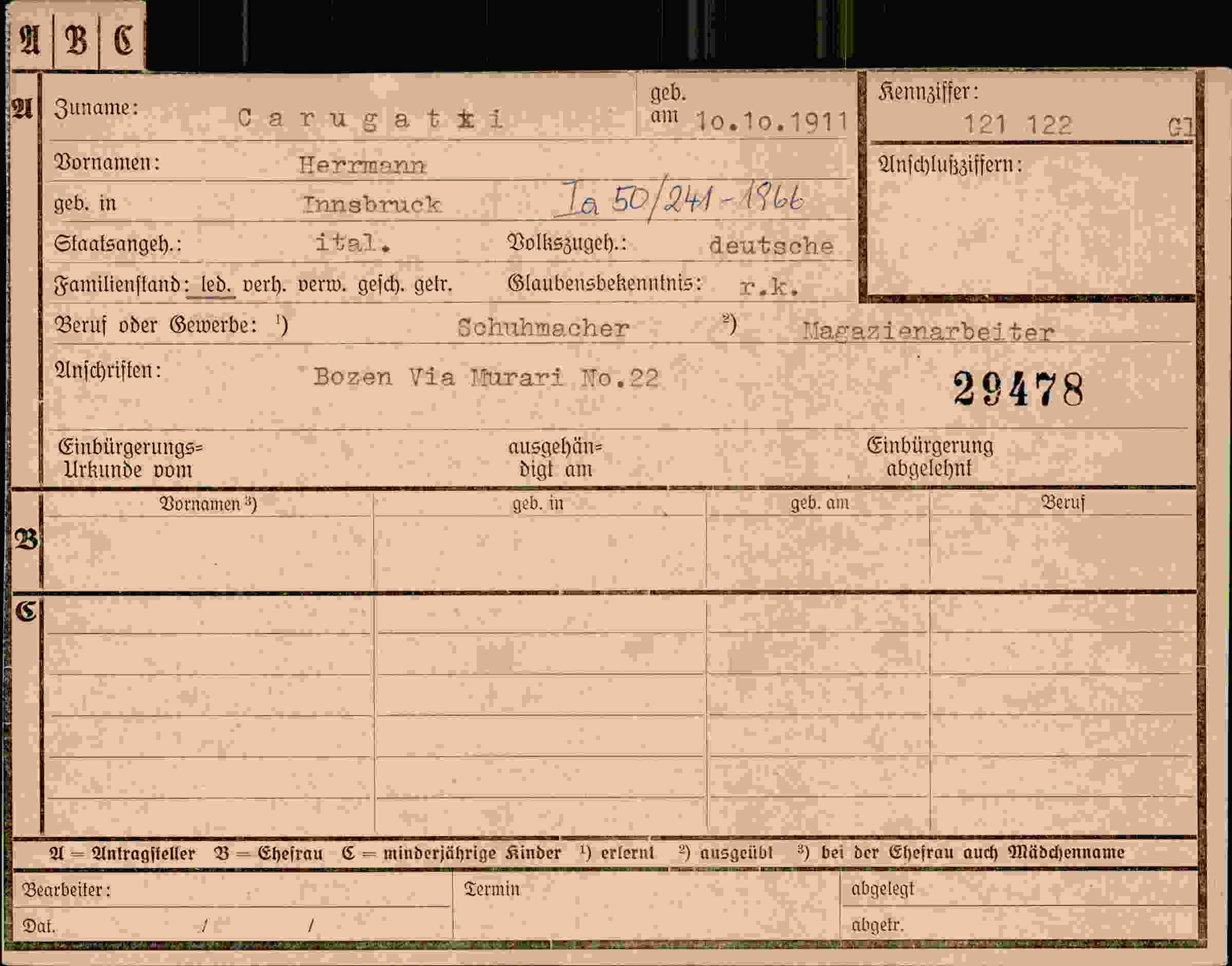 Dokument für Herrmann Carugatki