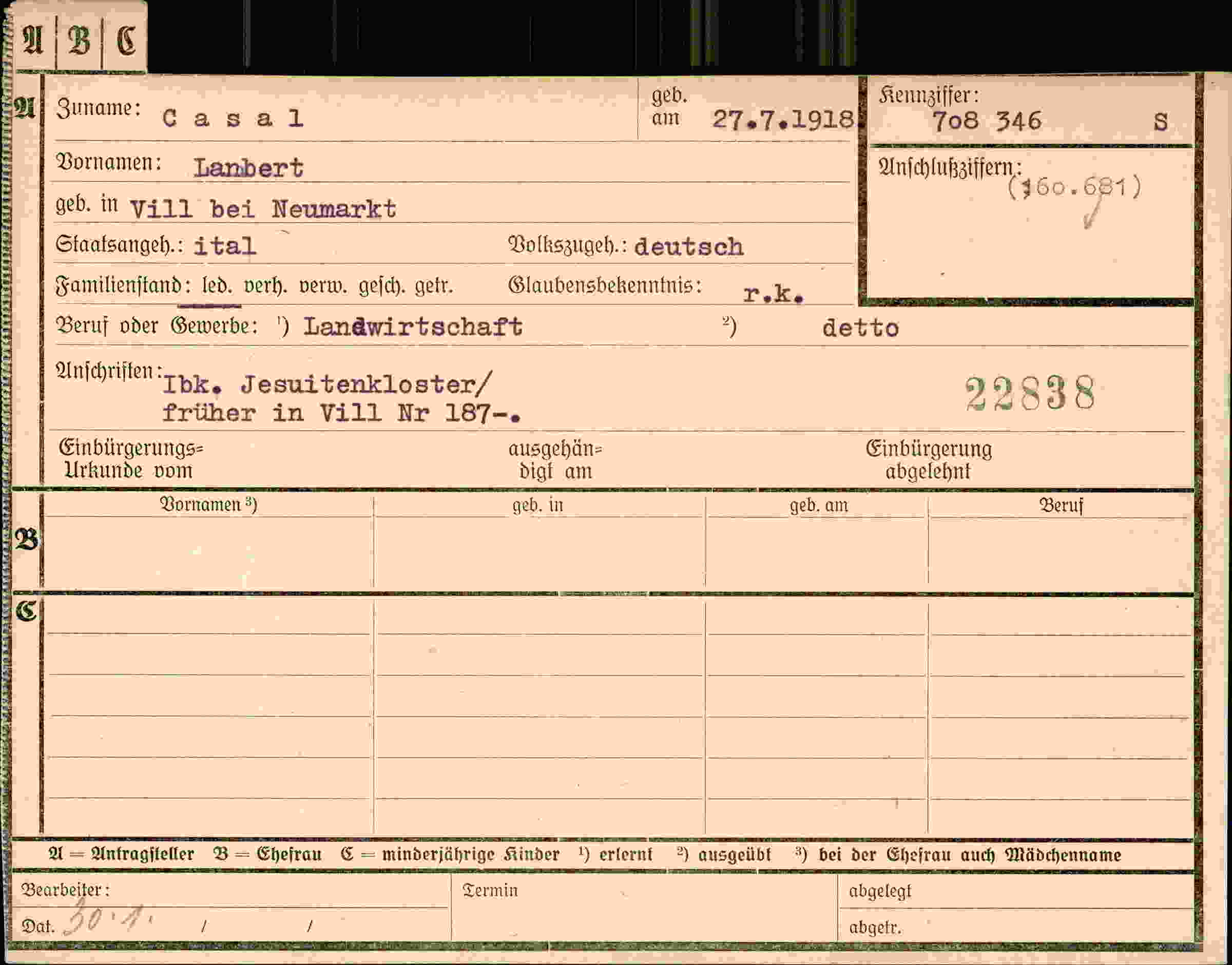 Dokument für Lanbert Casal