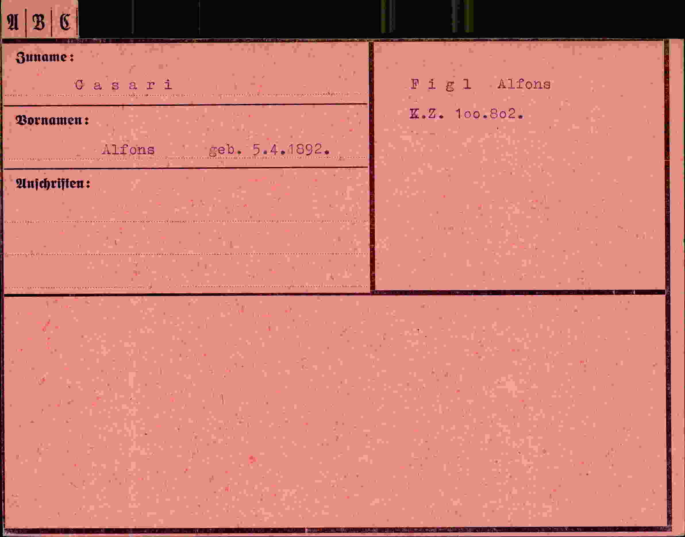 Dokument für Alfons Casari