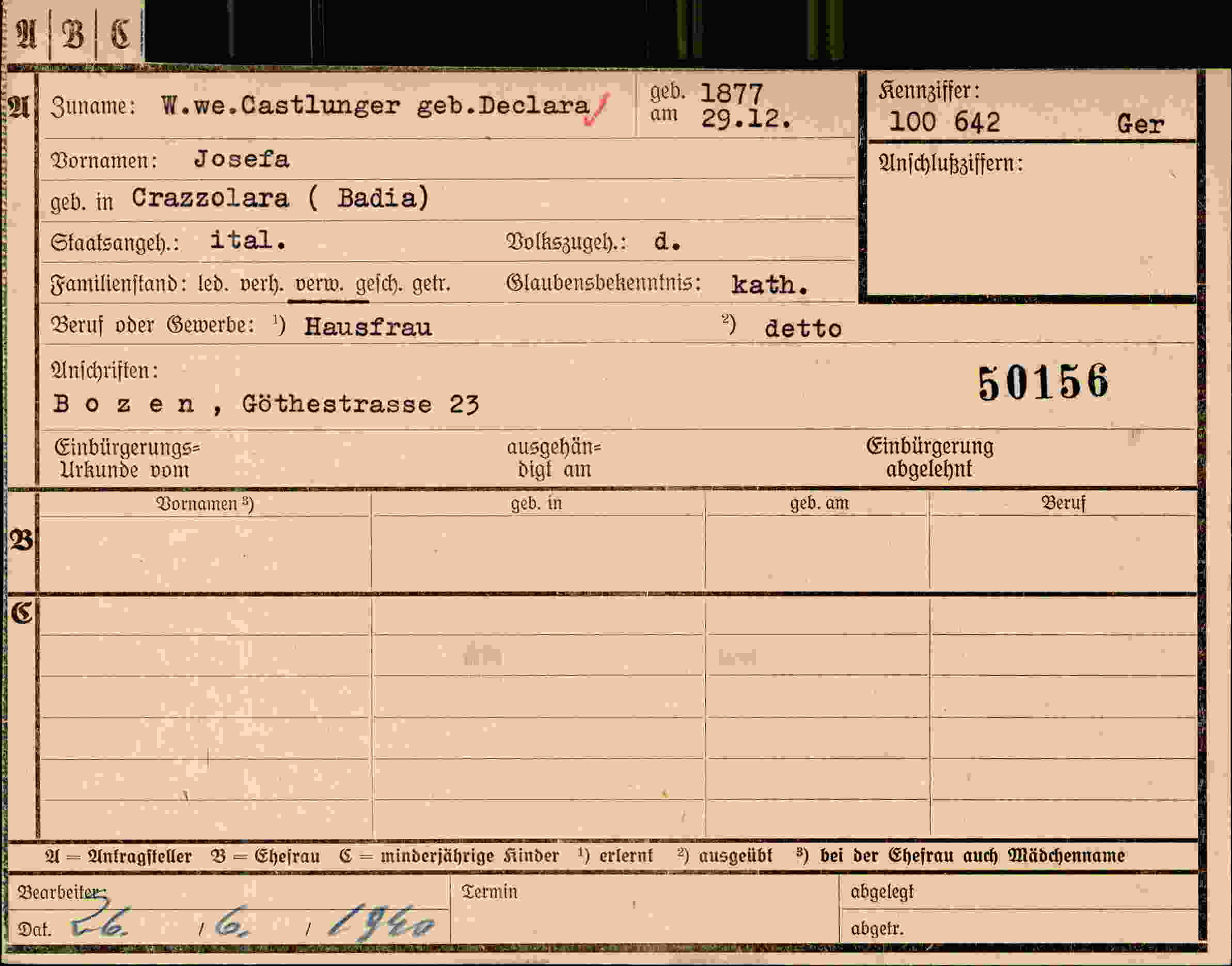 Vorderseite des Dokuments
