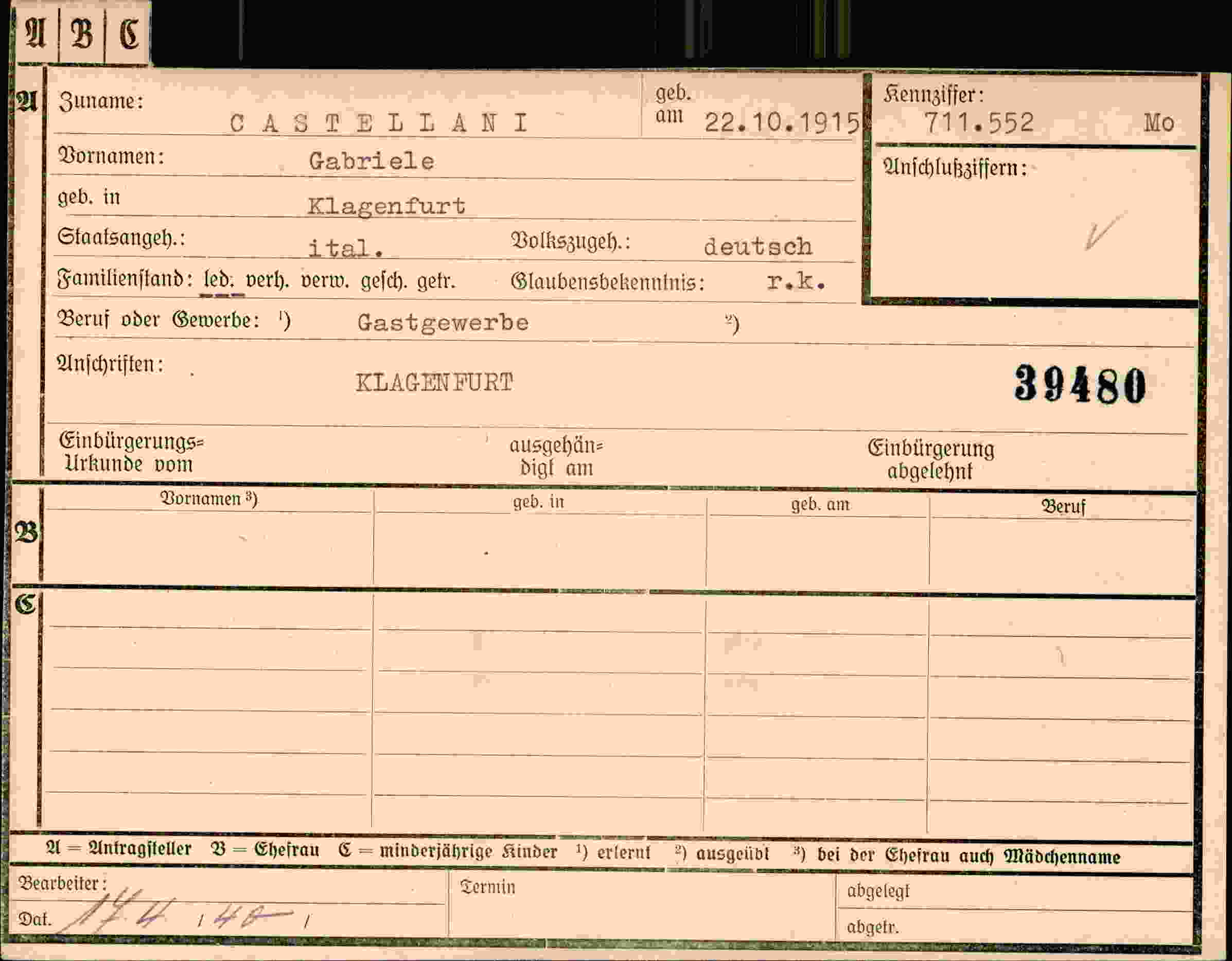 Dokument für Gabriele Castellan
