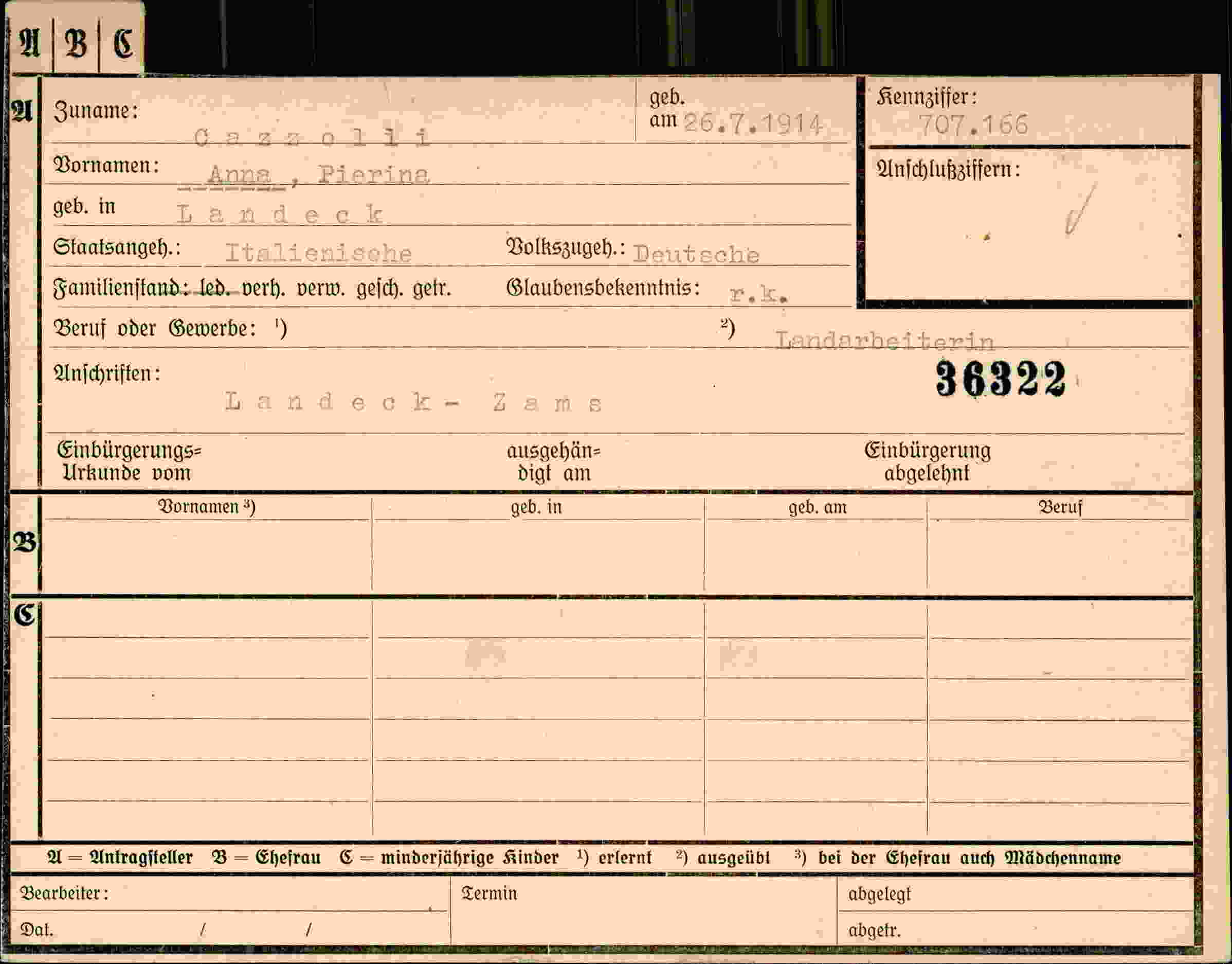 Dokument für Anna Cazolii