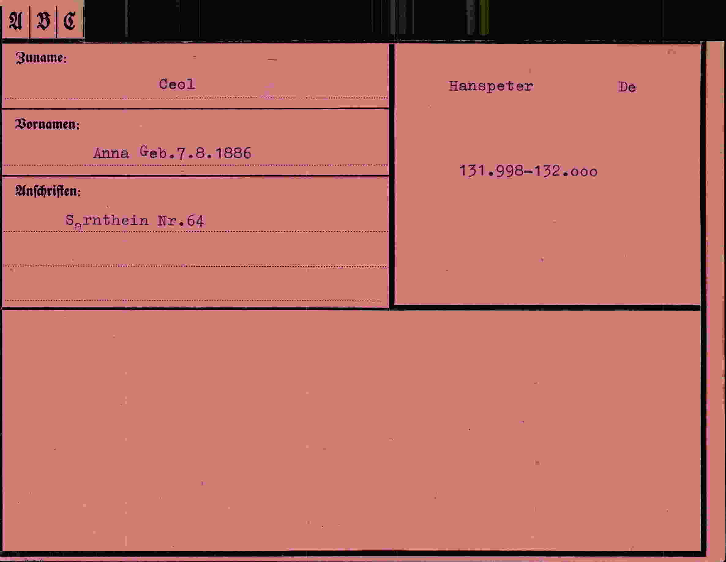 Dokument für Anna Ceol