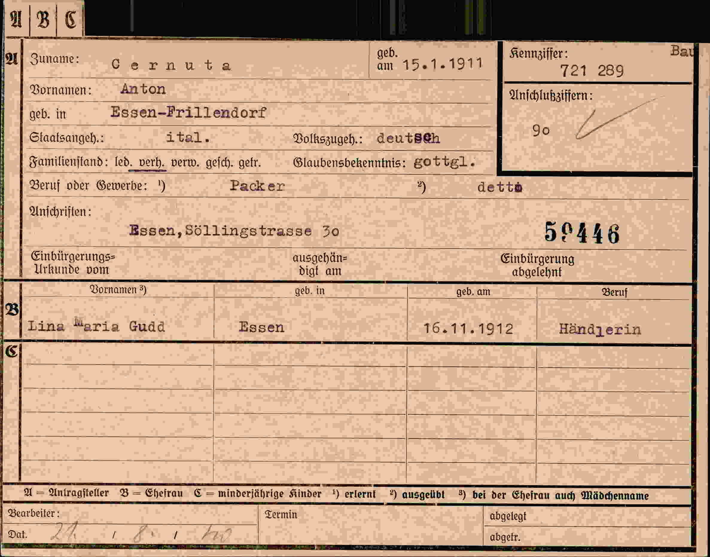 Dokument für Anton Cernuta