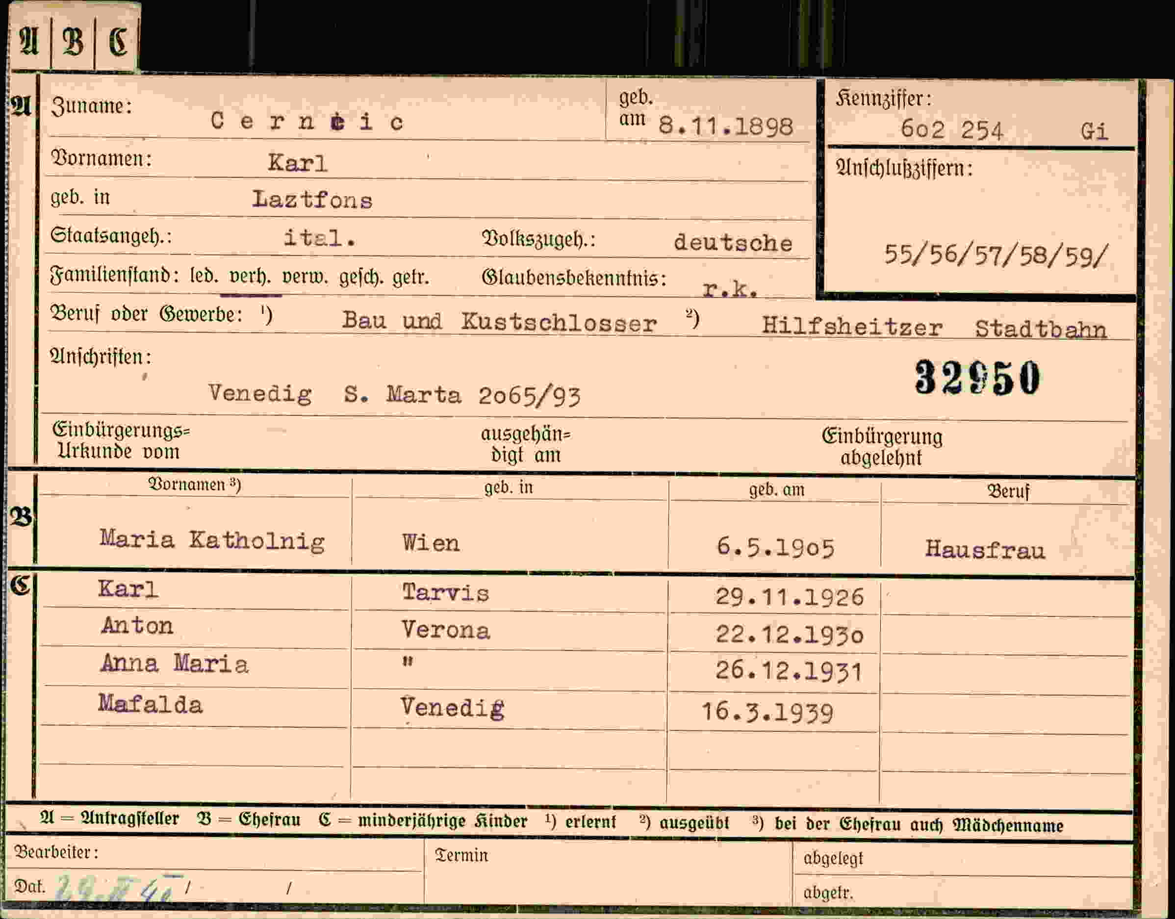 Dokument für Karl Cernic
