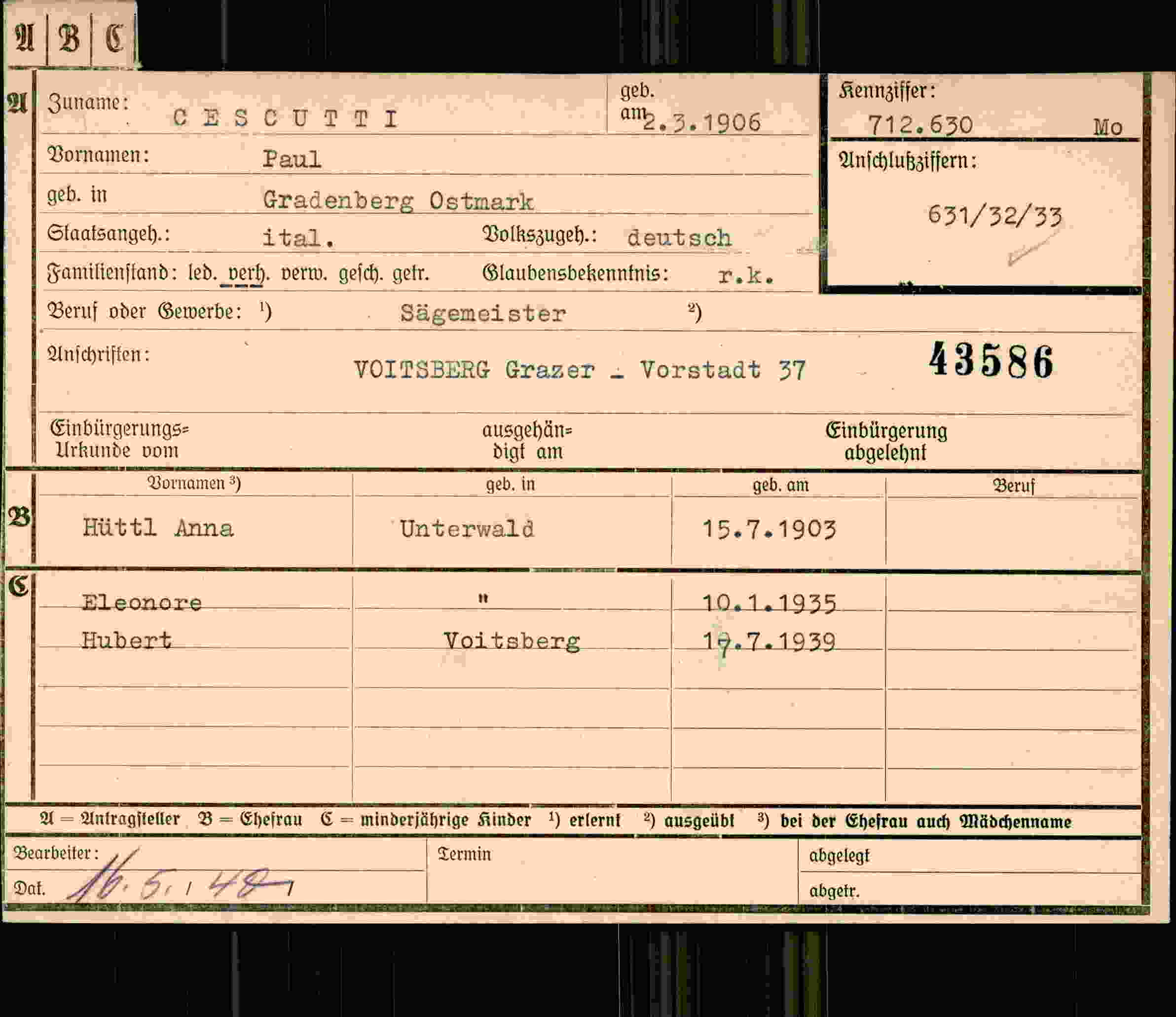 Dokument für Paul Cescuti