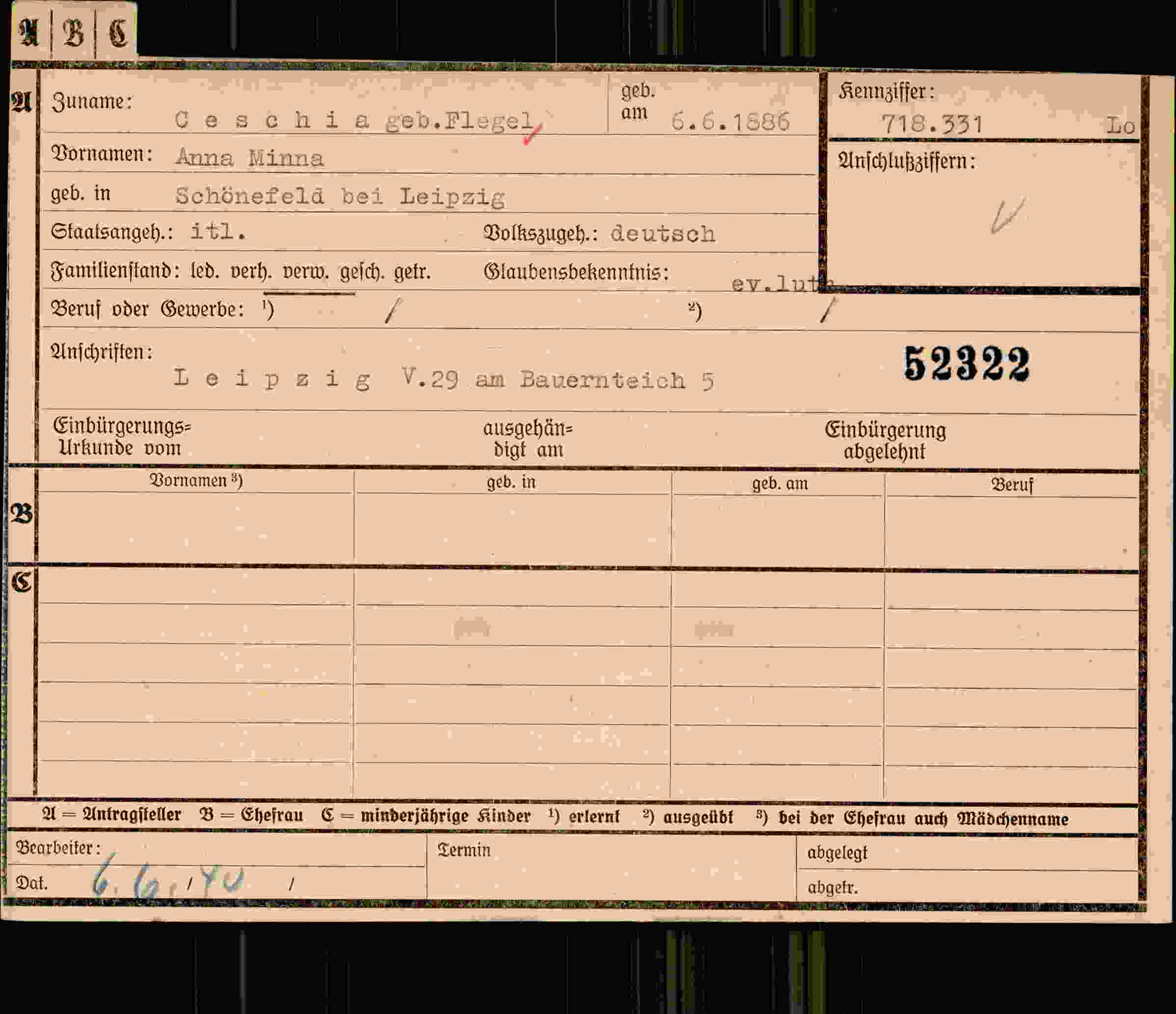 Vorderseite des Dokuments