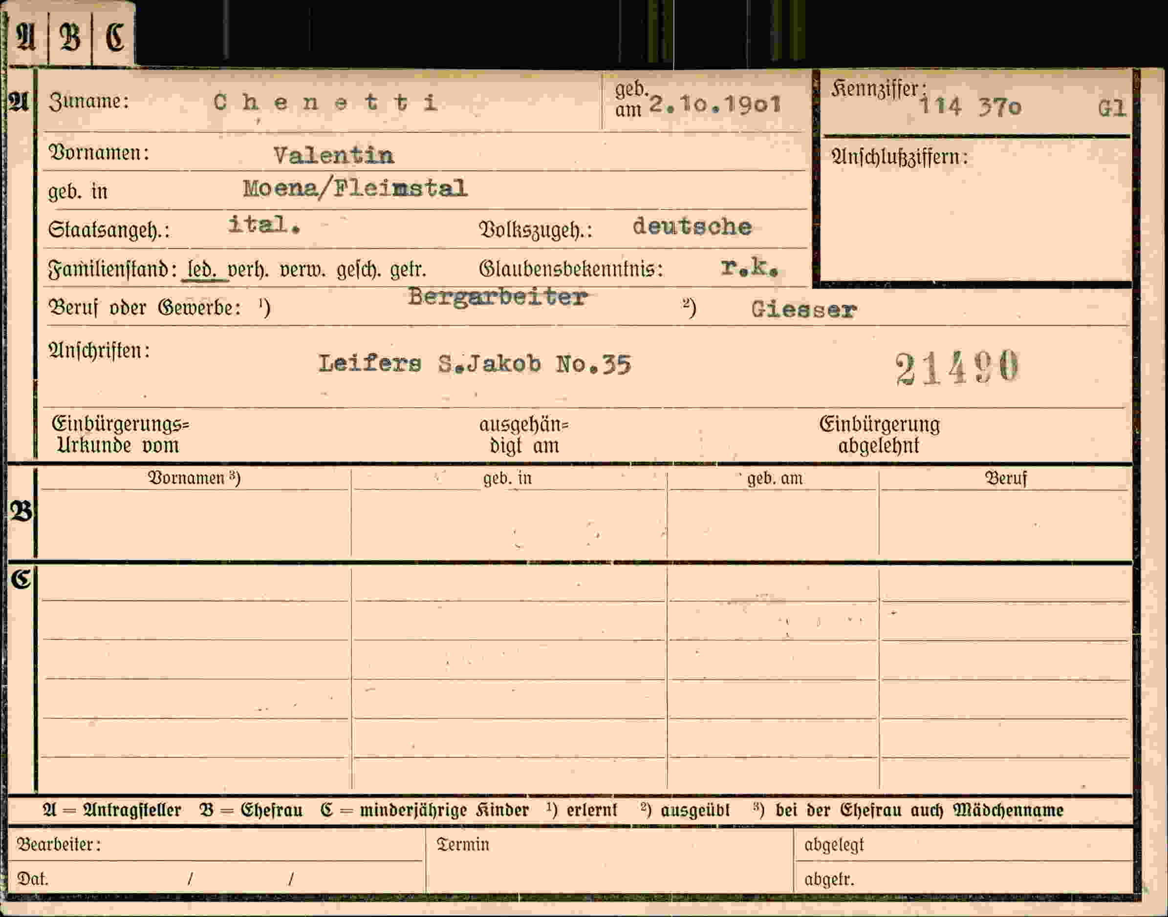 Dokument für Valentin Chenetti