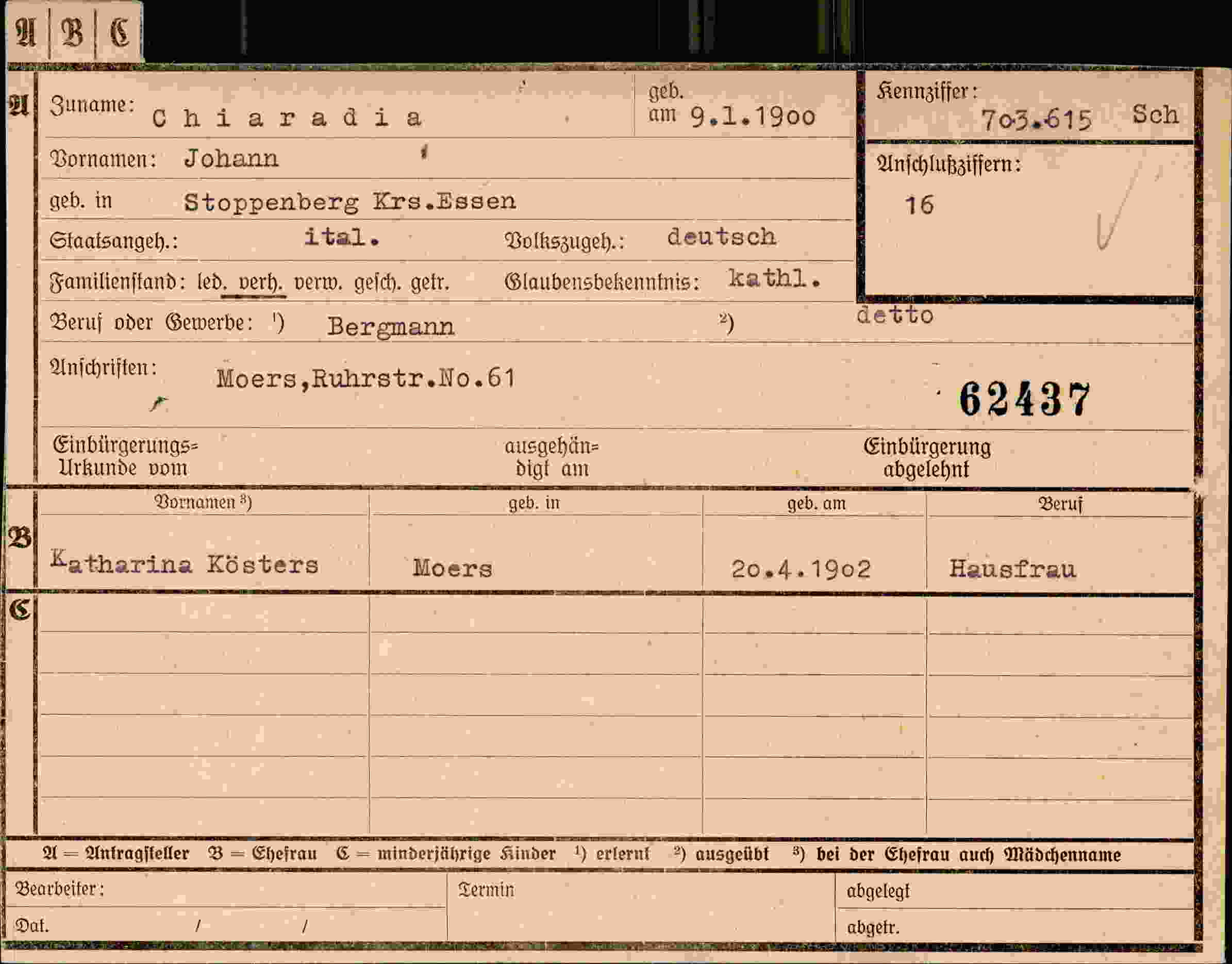 Vorderseite des Dokuments