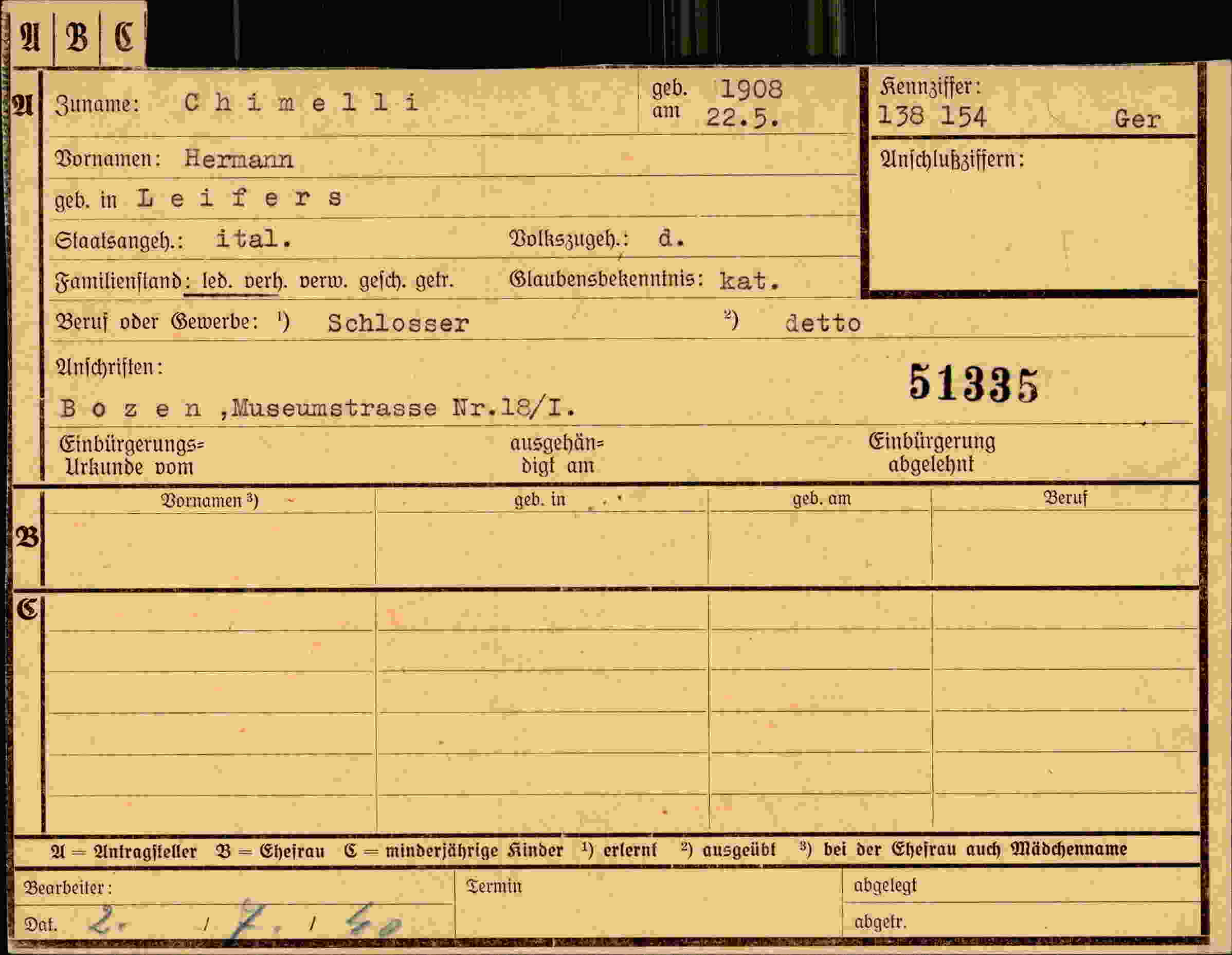 Dokument für Hermann Chimelli