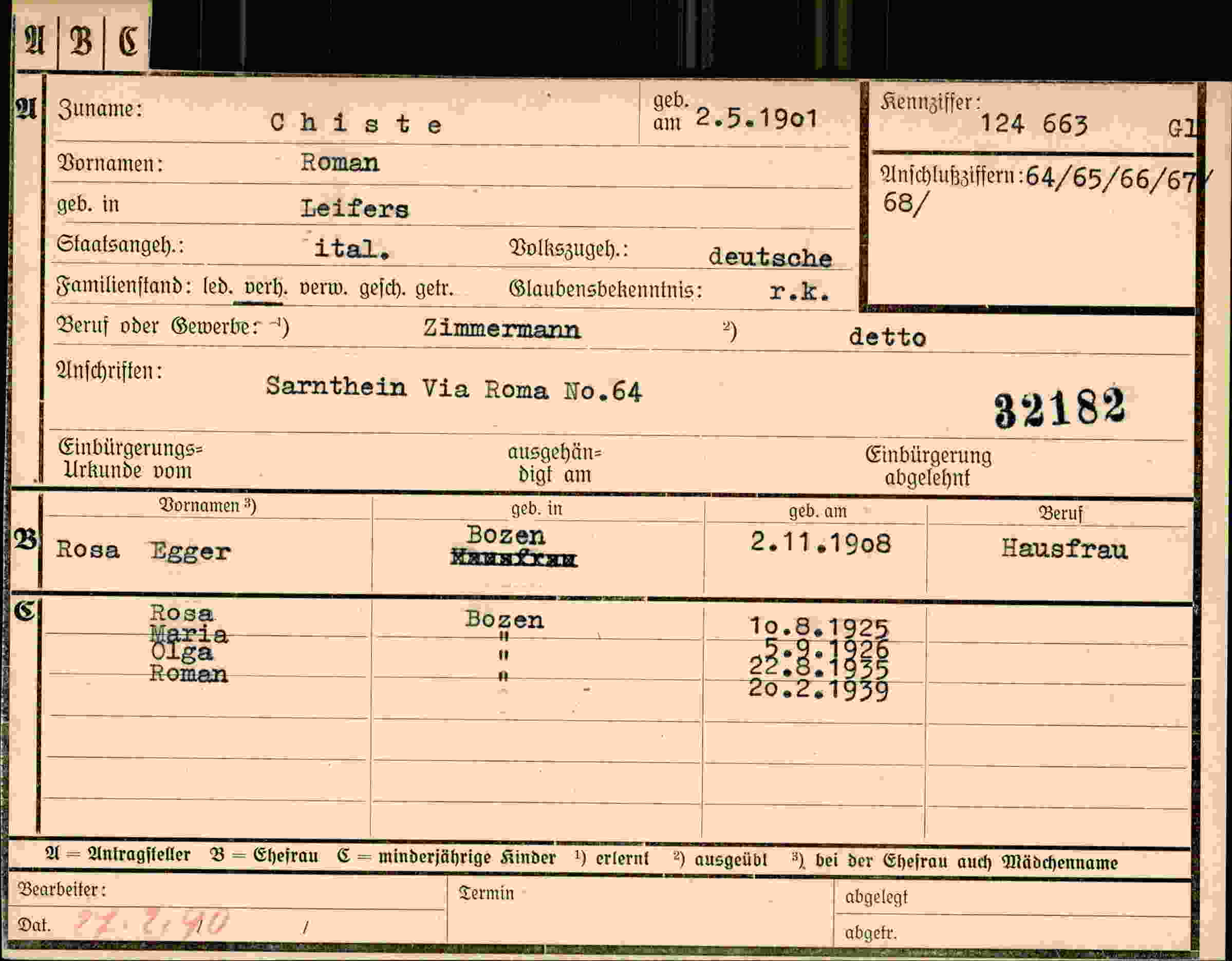 Dokument für Roman Chiste