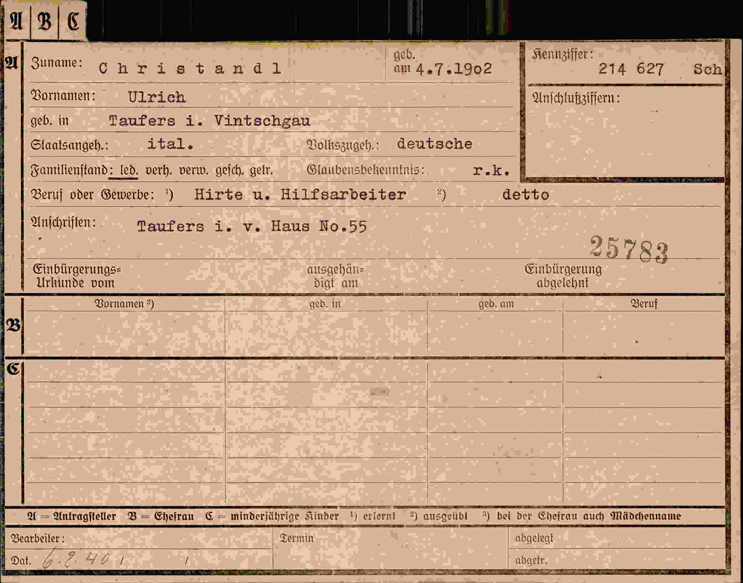 Dokument für Ulrich Christandl