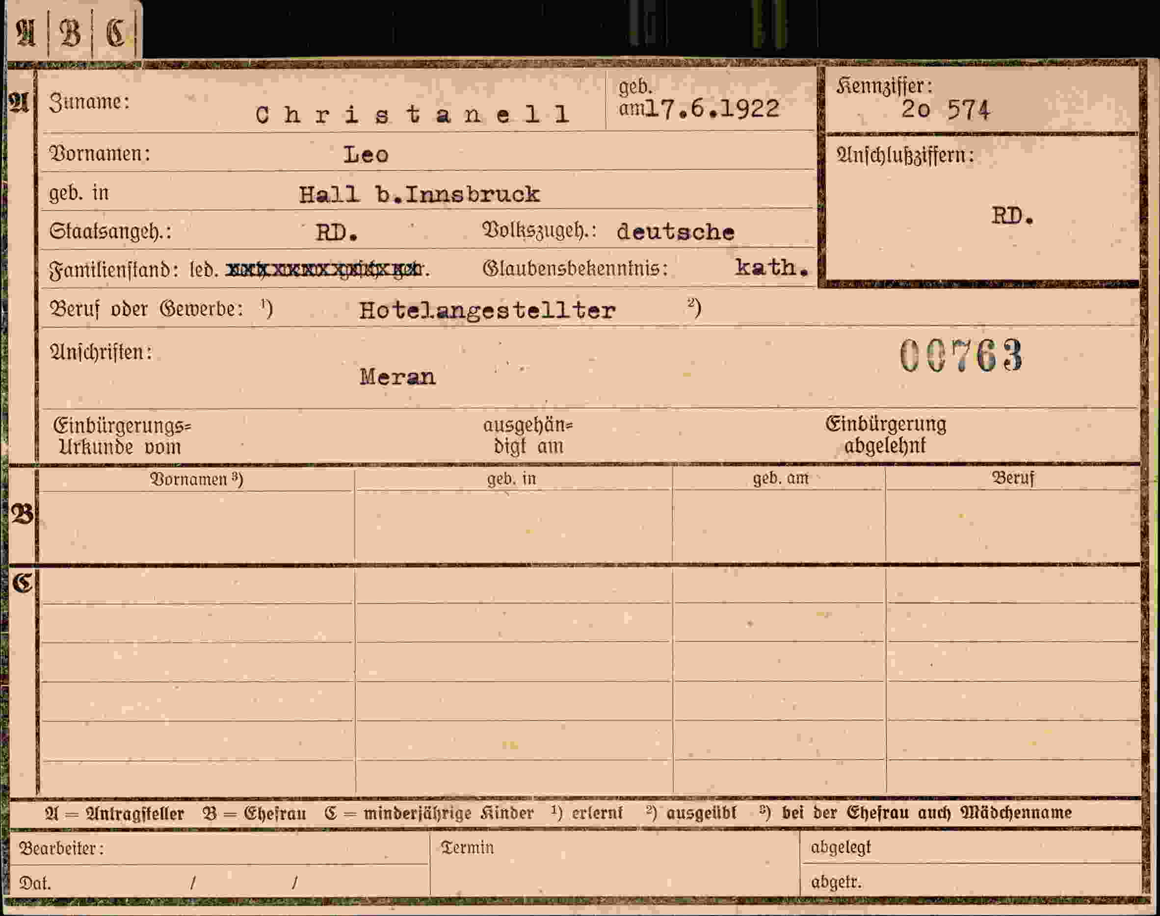 Dokument für Leo Christanell