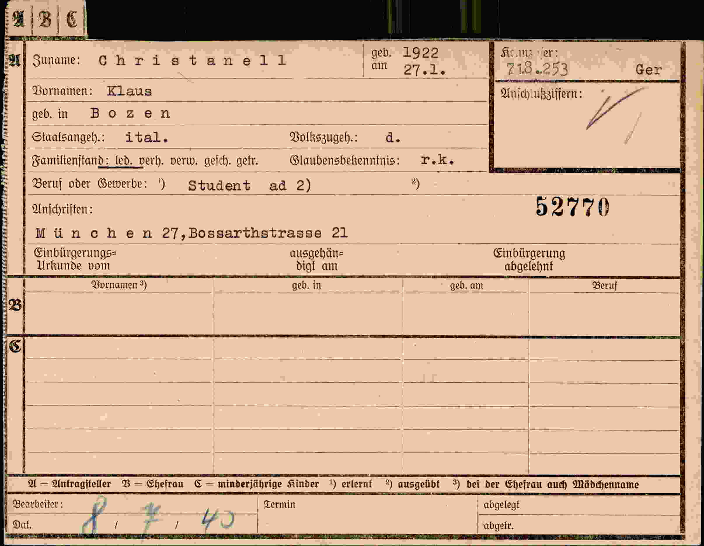 Vorderseite des Dokuments