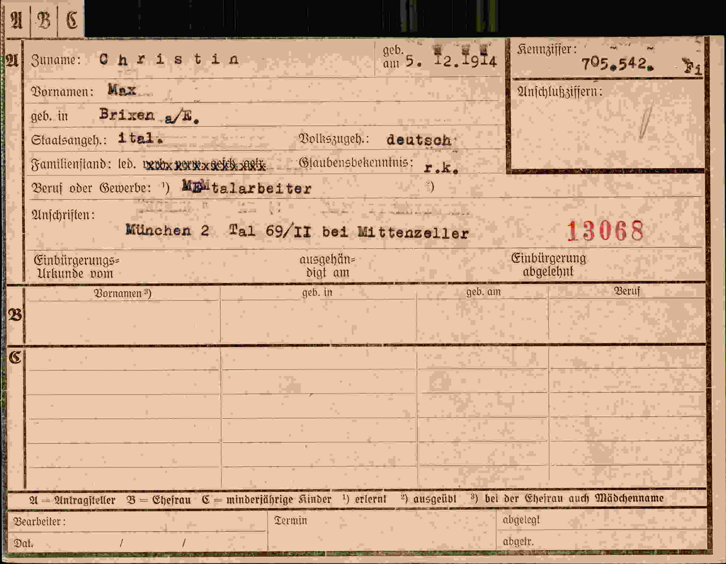 Dokument für Max Christin