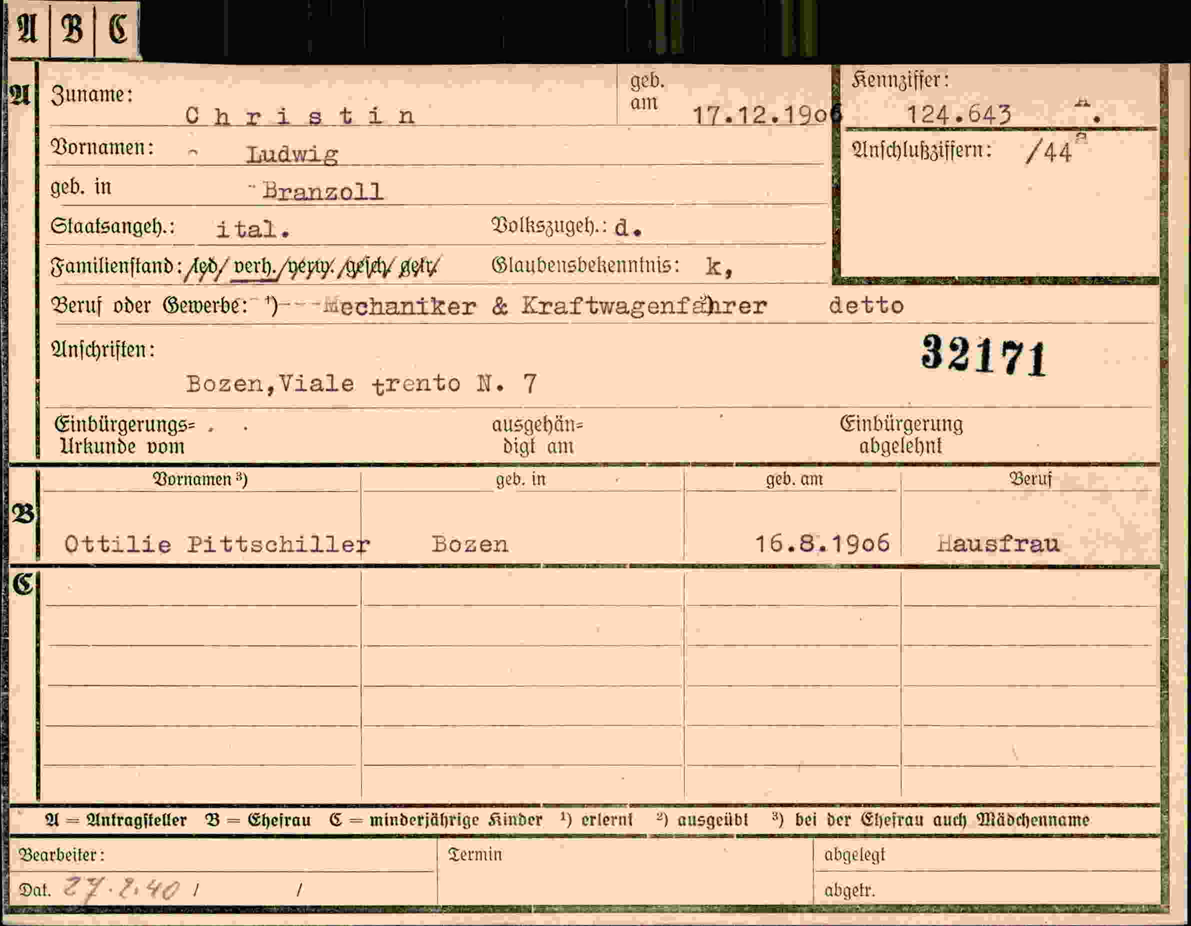 Dokument für Ludwig Christin