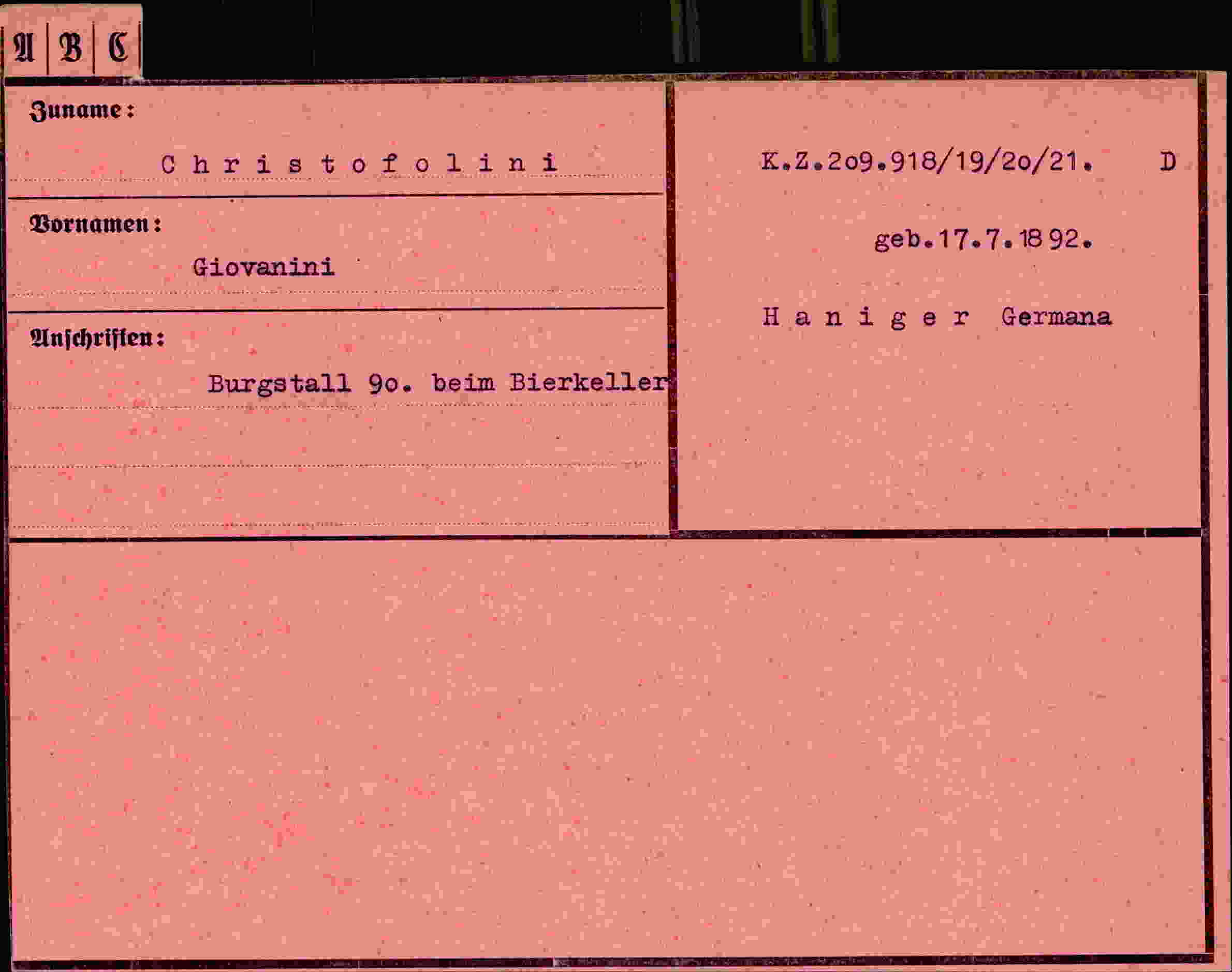 Vorderseite des Dokuments