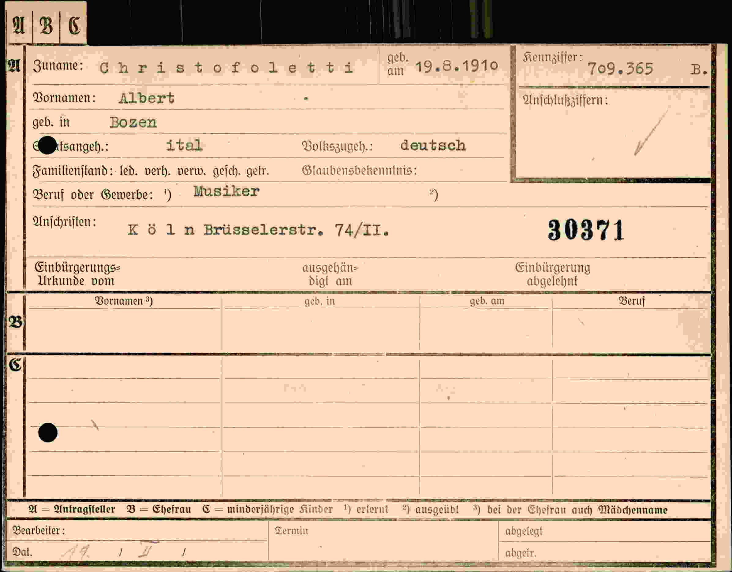 Dokument für Albert Christofoletti