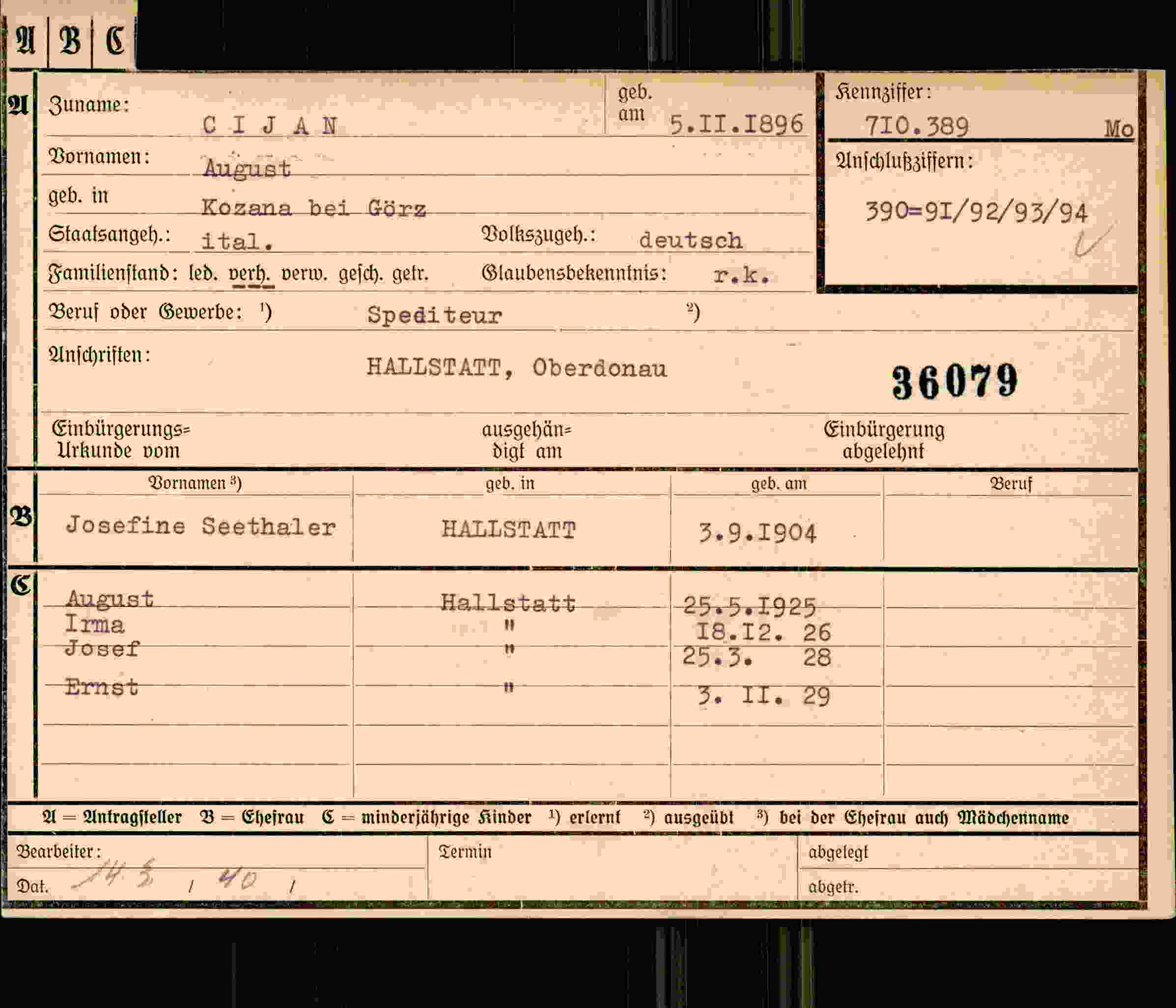 Dokument für August Cijan
