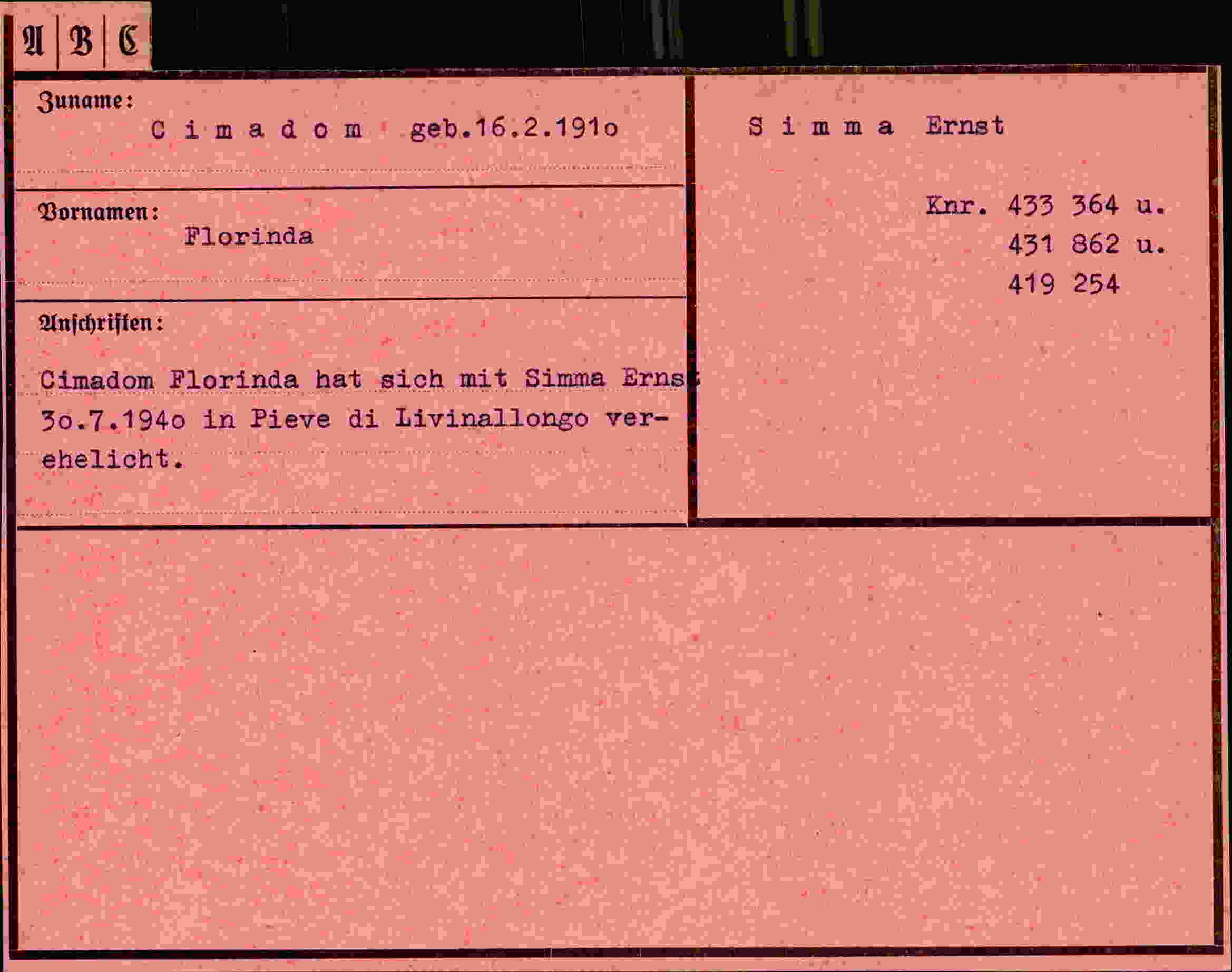 Vorderseite des Dokuments