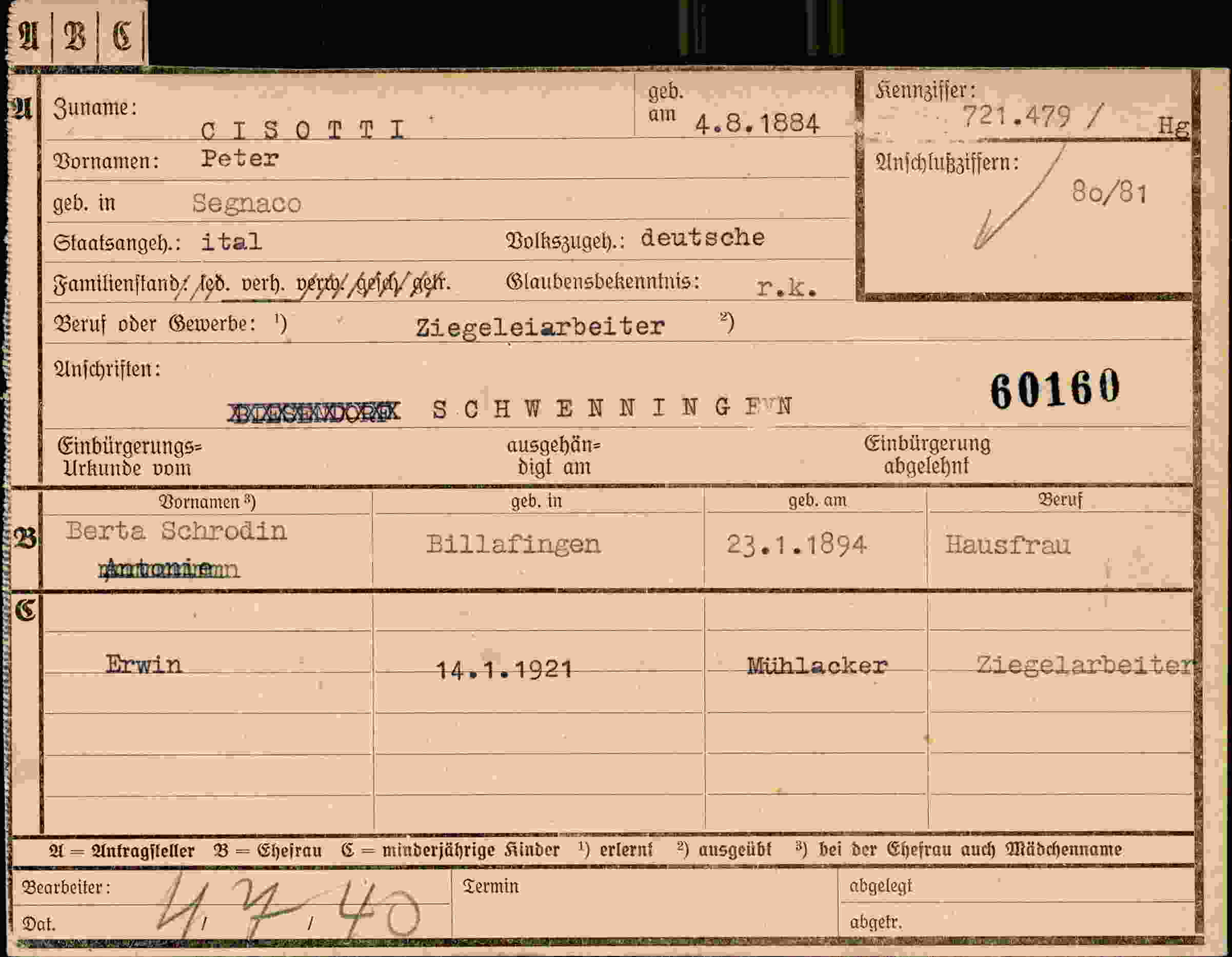 Vorderseite des Dokuments