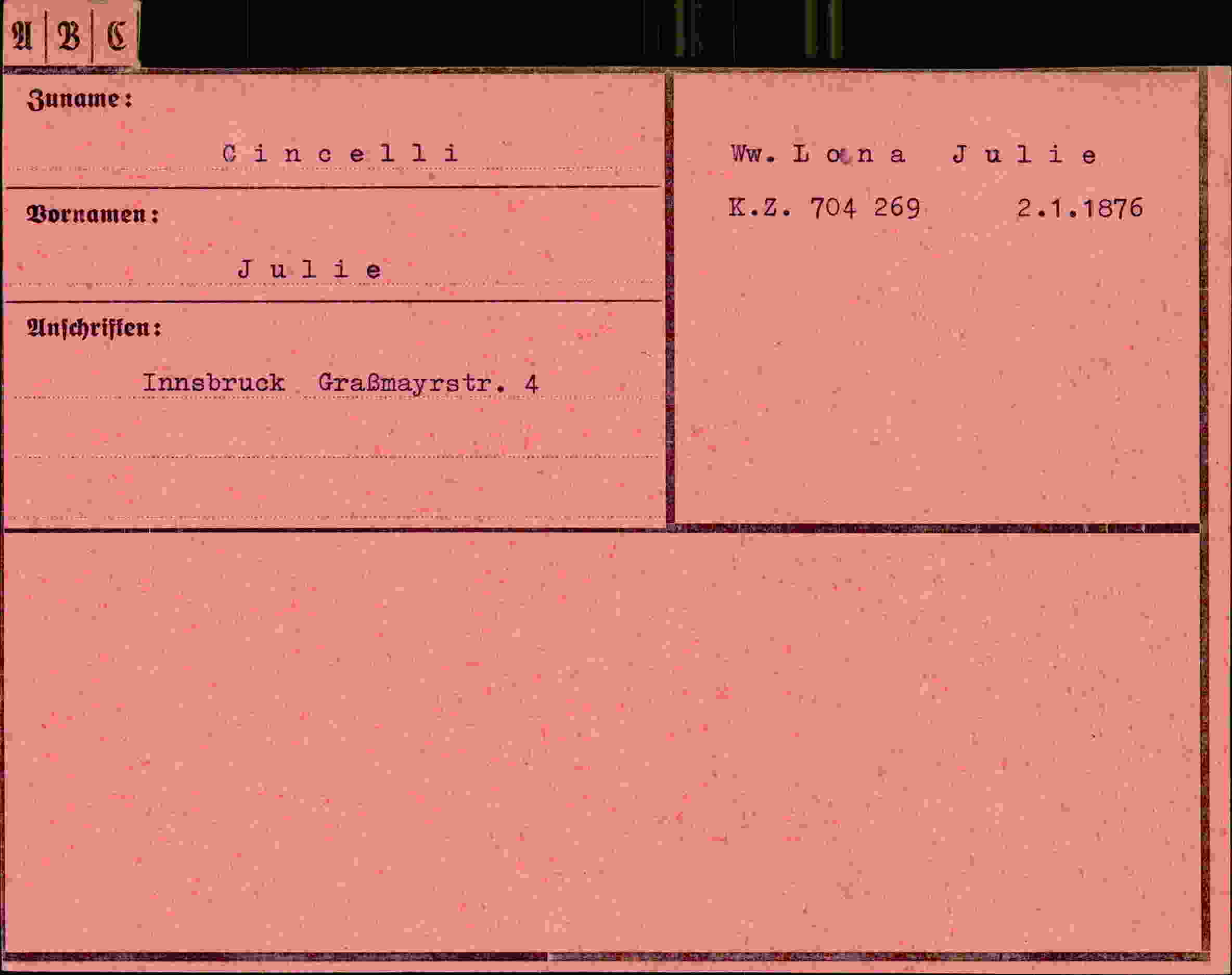 Vorderseite des Dokuments