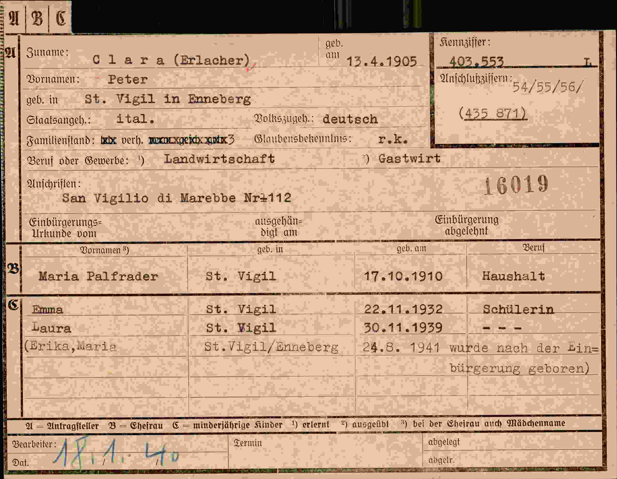 Dokument für Peter Clara