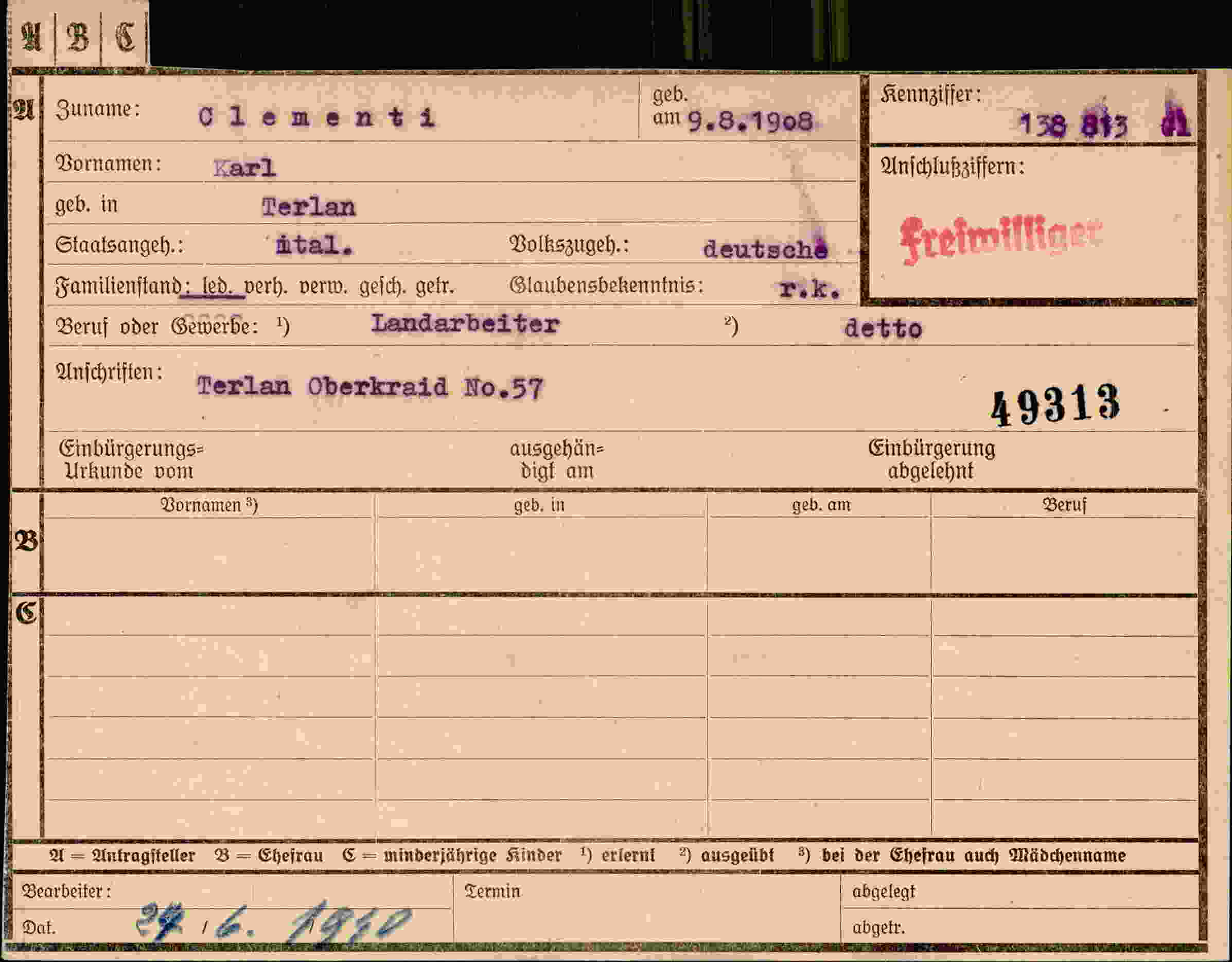 Vorderseite des Dokuments