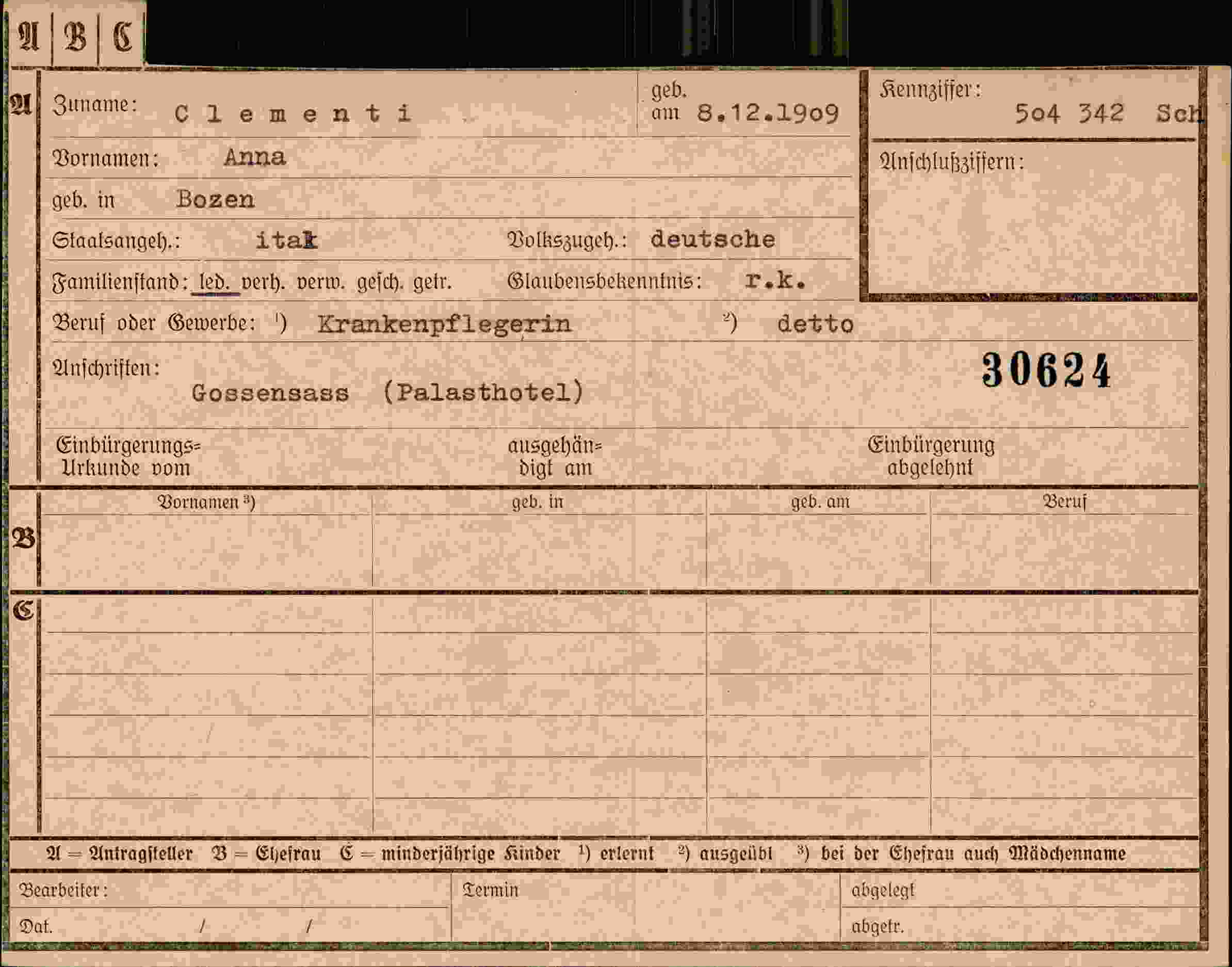 Dokument für Anna Clementi
