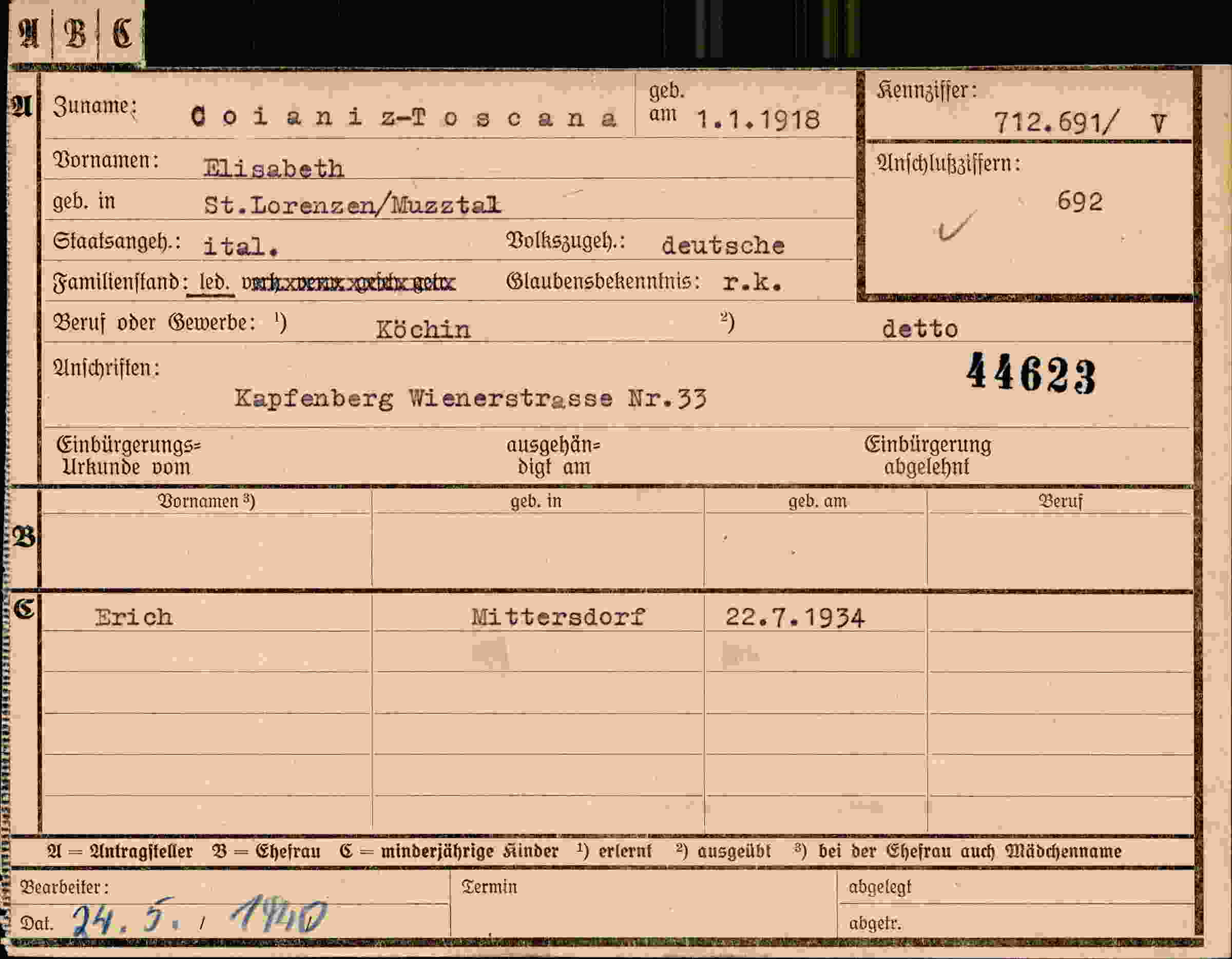 Vorderseite des Dokuments