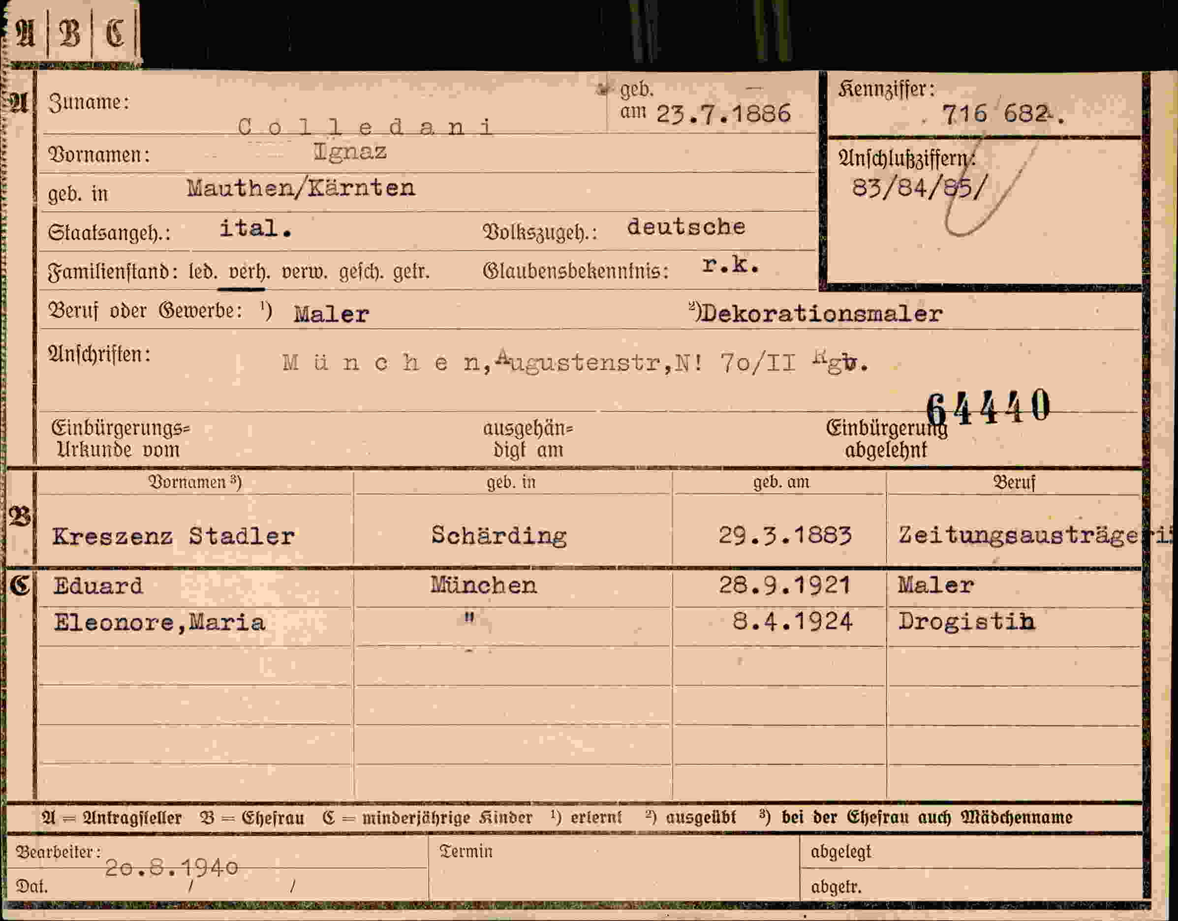 Vorderseite des Dokuments