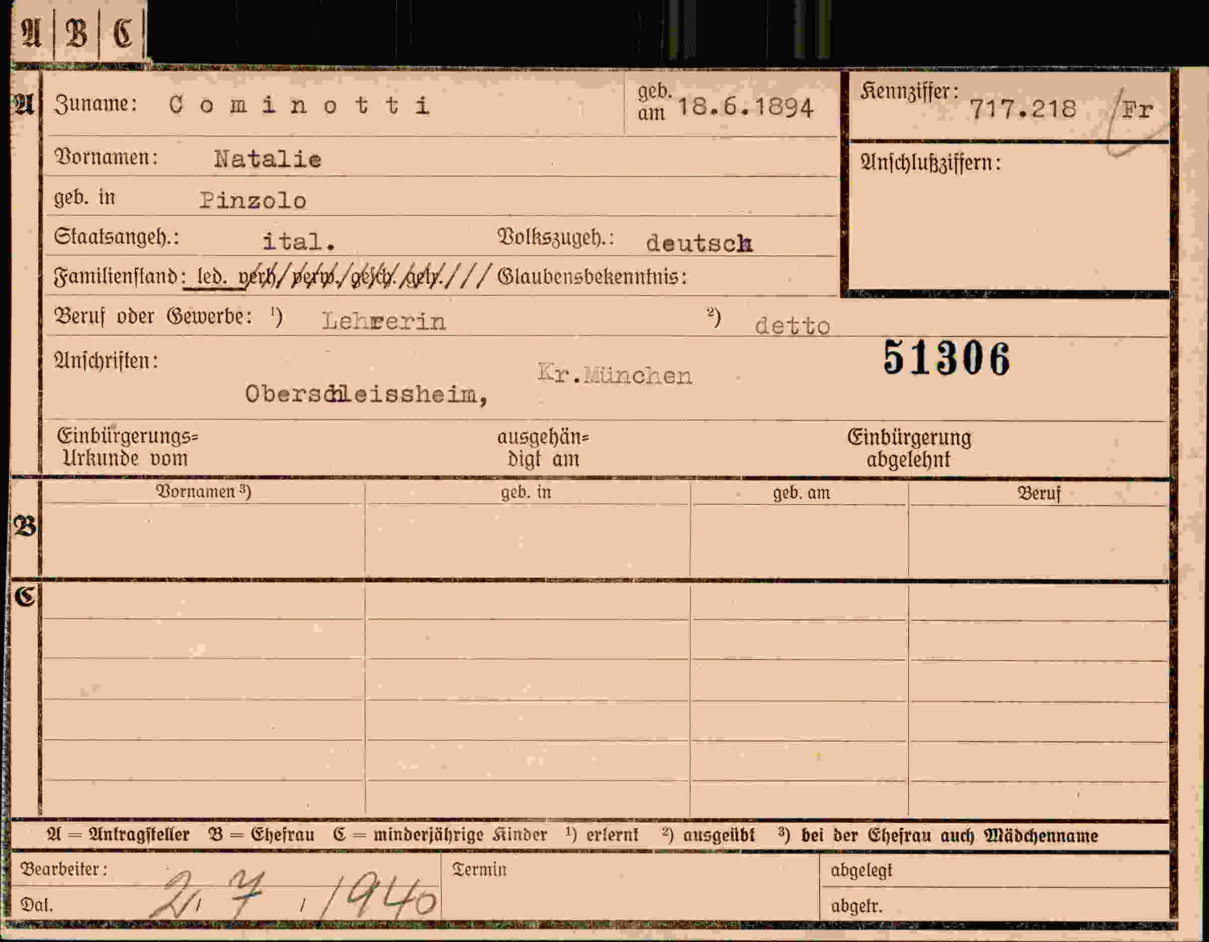 Vorderseite des Dokuments