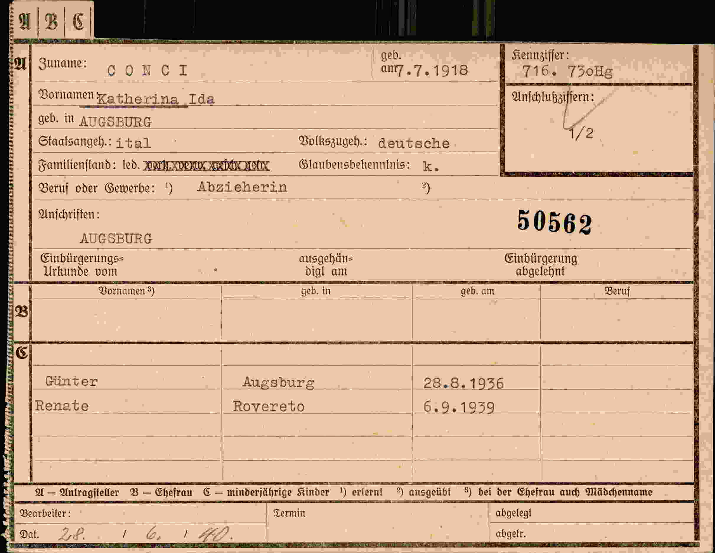 Vorderseite des Dokuments