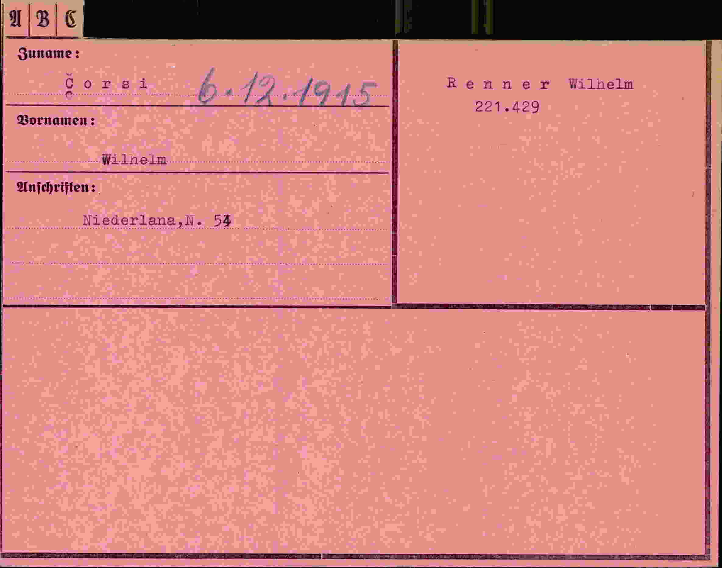 Vorderseite des Dokuments