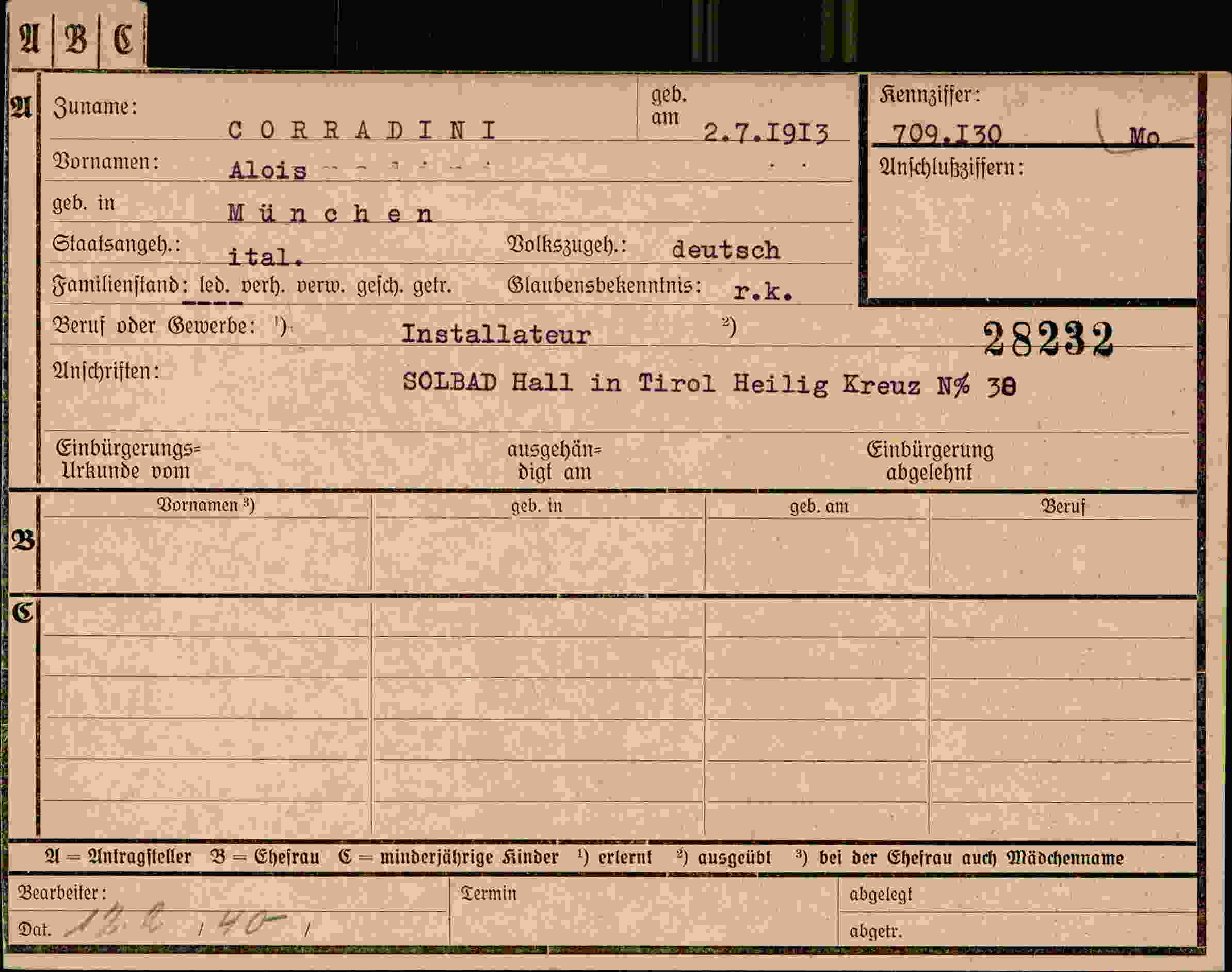 Dokument für Alois Conrai