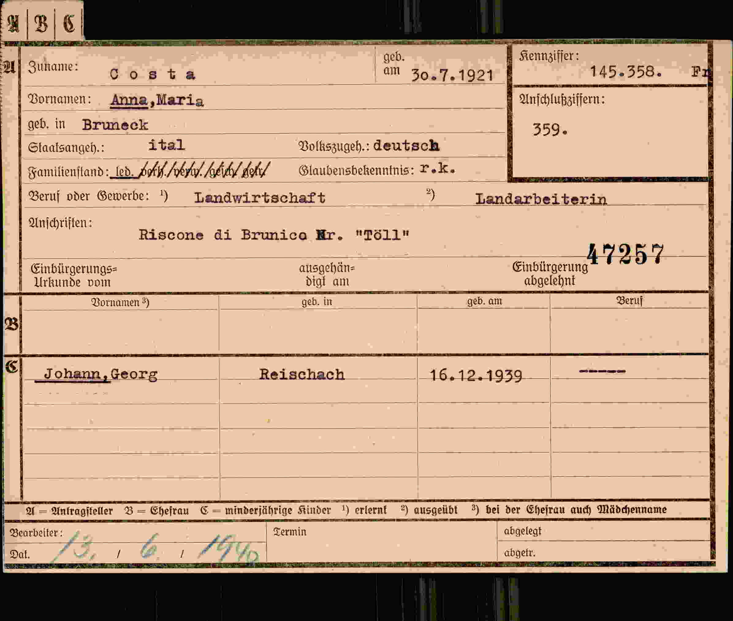 Vorderseite des Dokuments