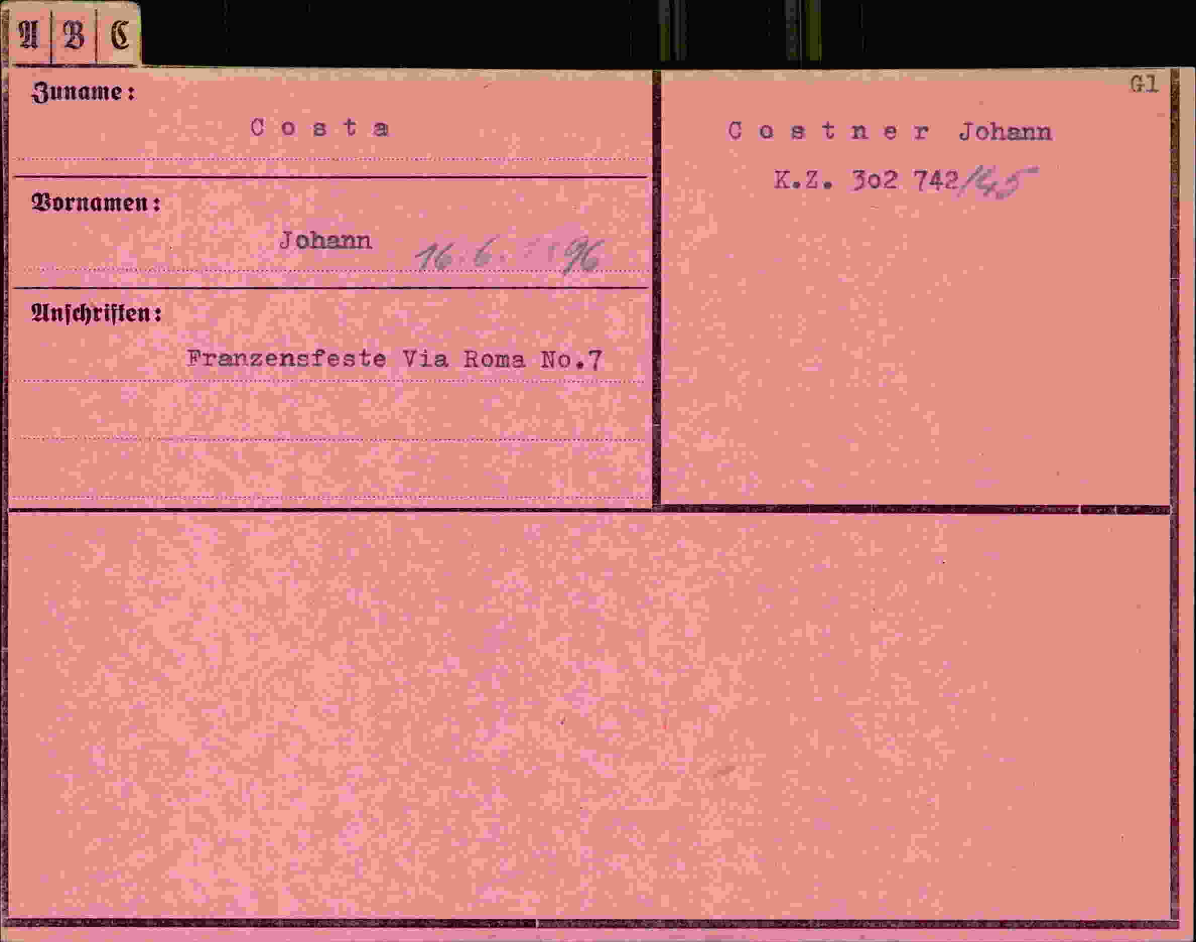 Vorderseite des Dokuments